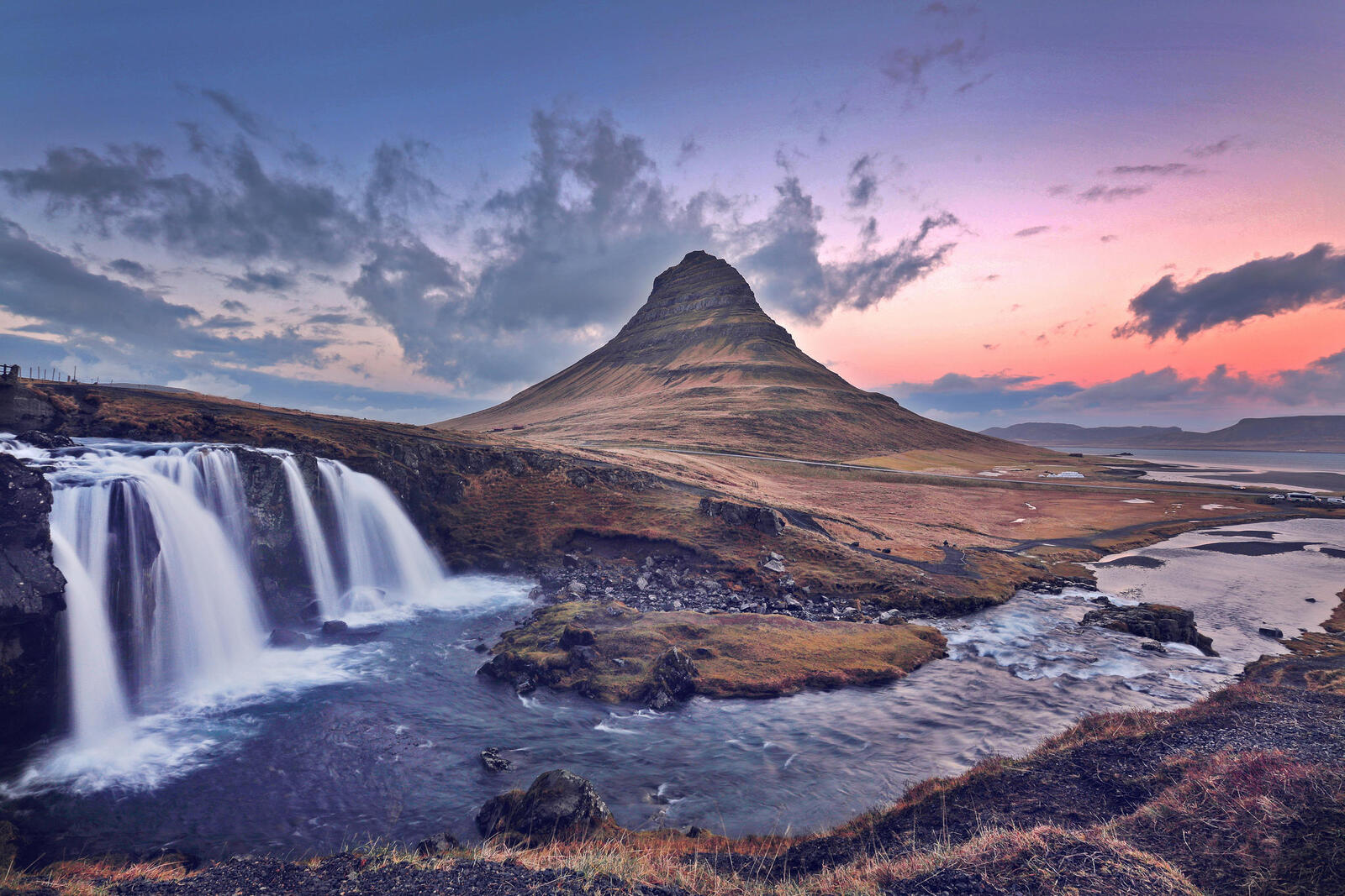 Wallpapers Waterfall Kirkjufell Iceland on the desktop
