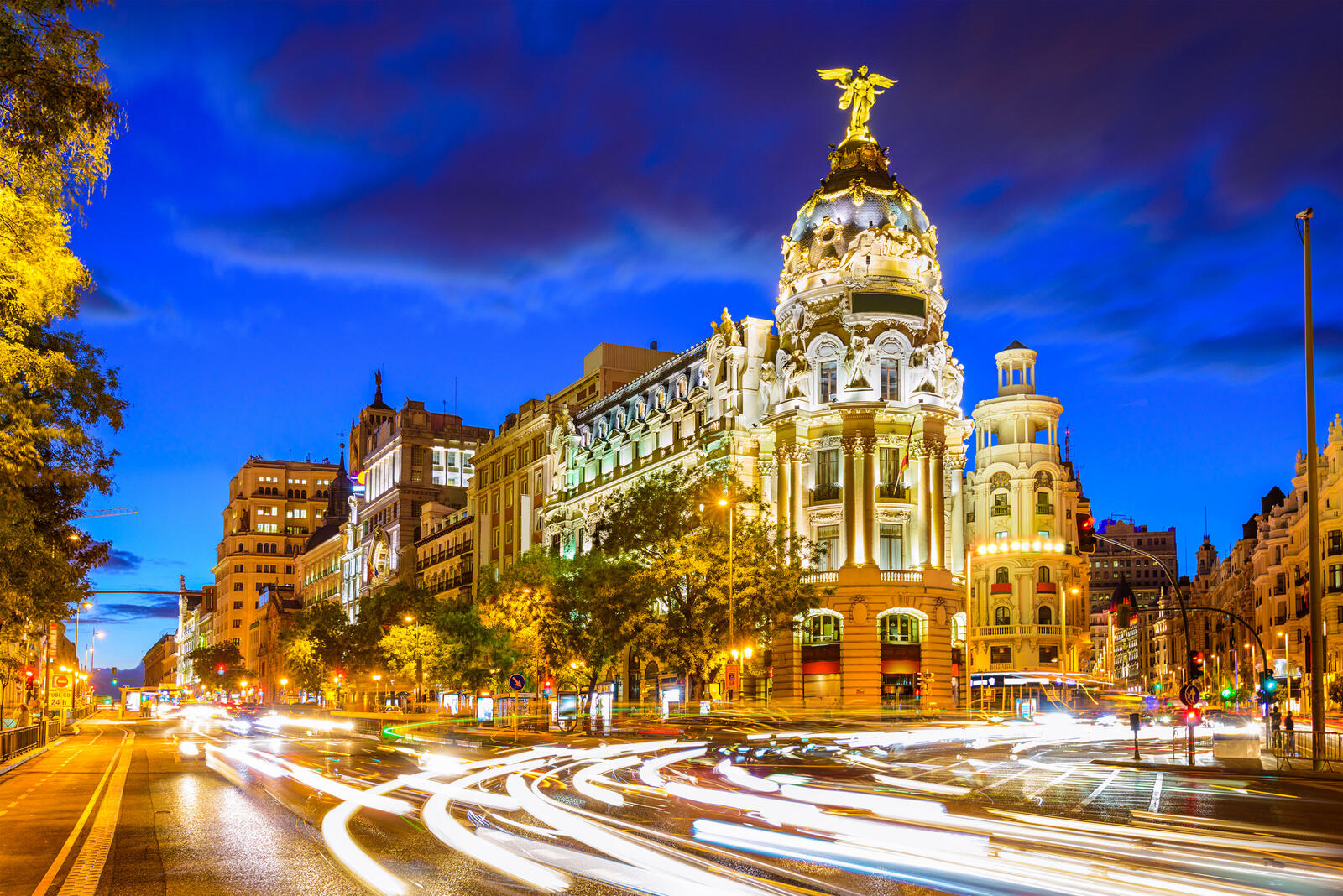 Wallpapers Madrid Spain cityscape on the Calle de alcal and Gran v a city on the desktop