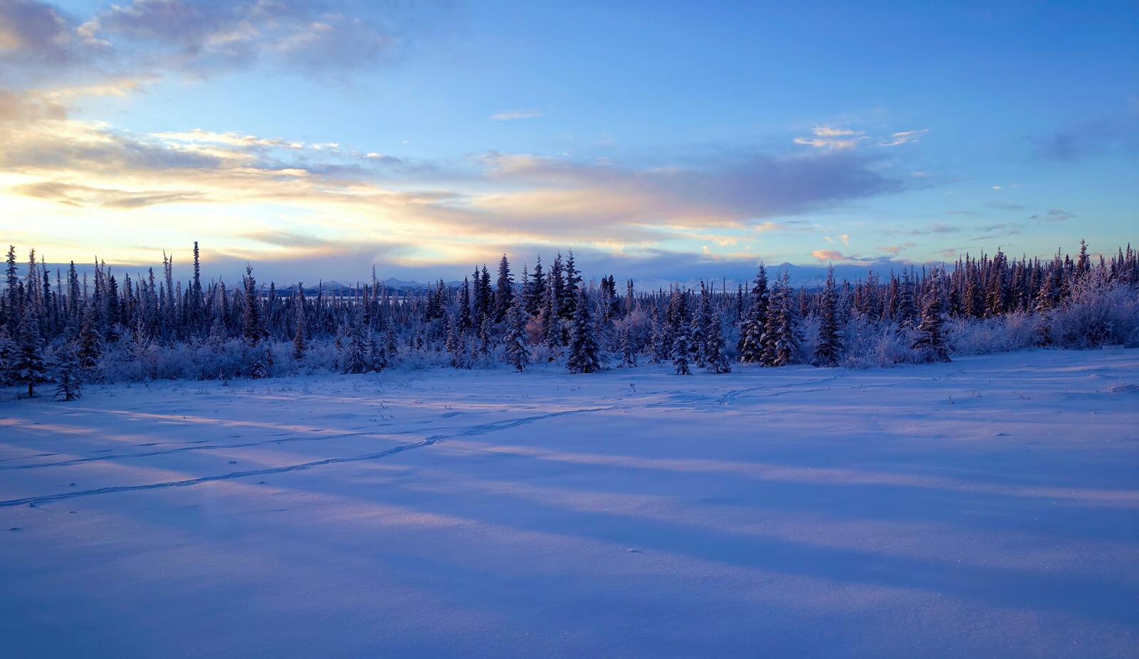 Обои Аляска зима закат на рабочий стол