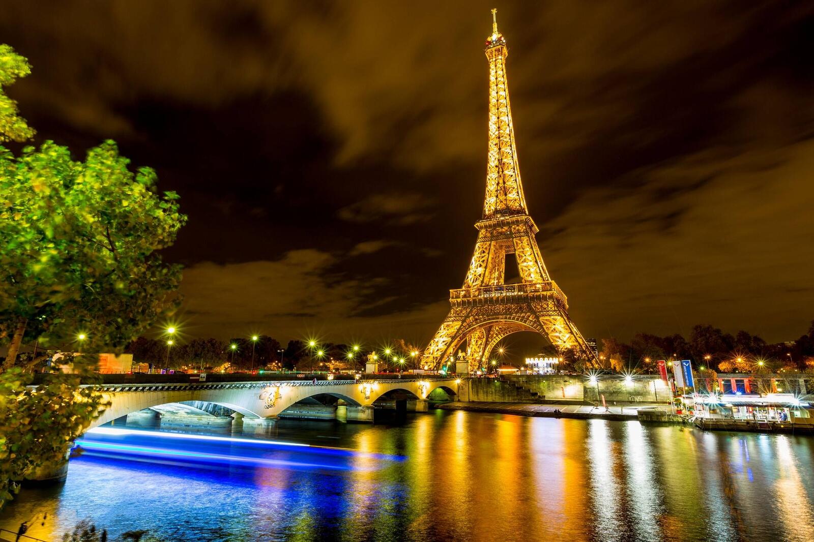 Wallpapers illumination river Eiffel Tower on the desktop