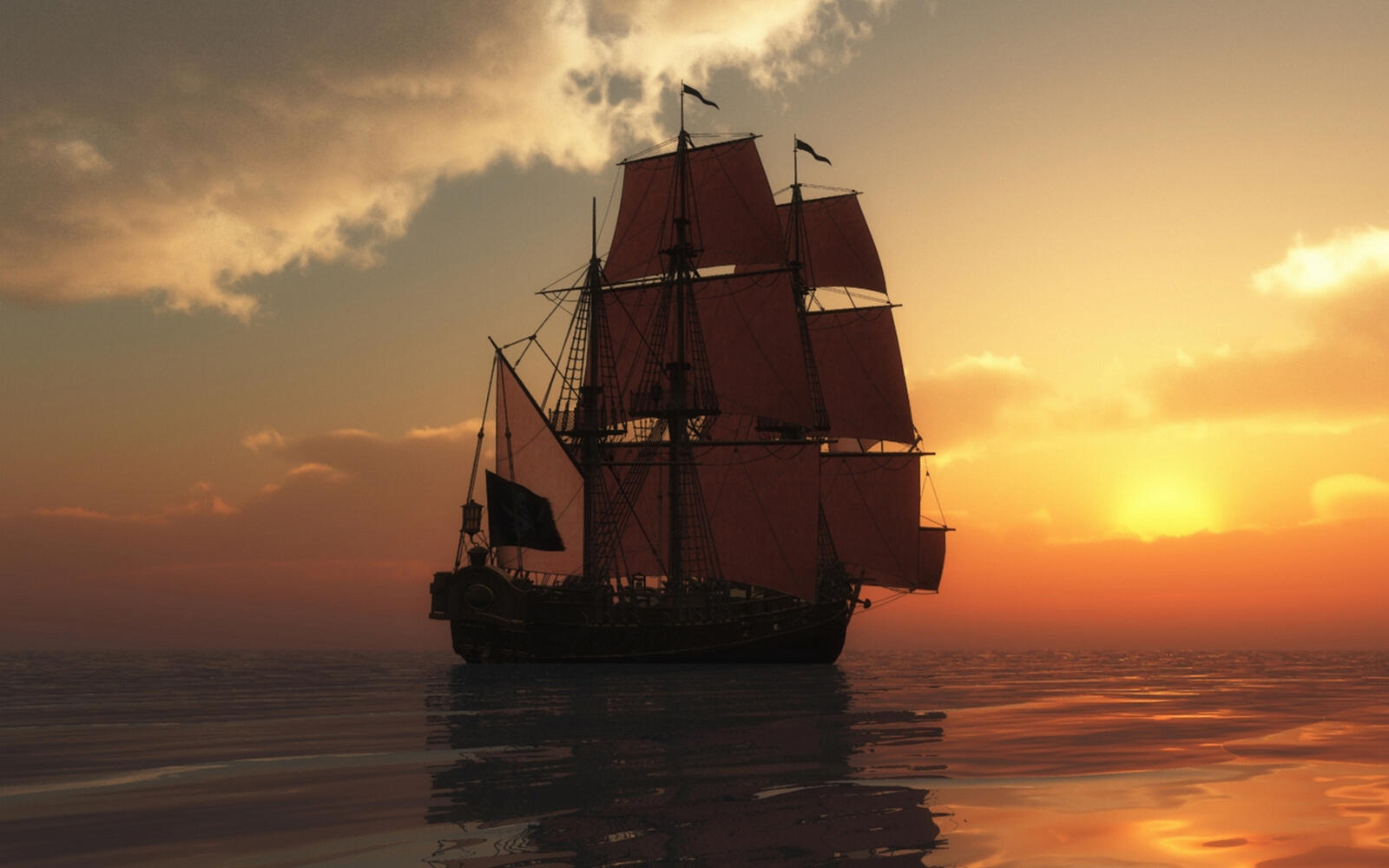 Wallpapers sunset sails sea on the desktop