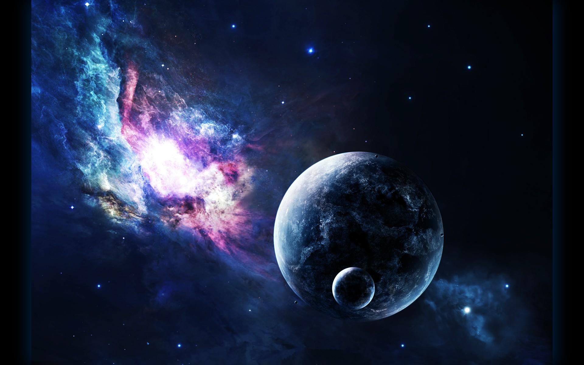Wallpapers glow stars planets on the desktop