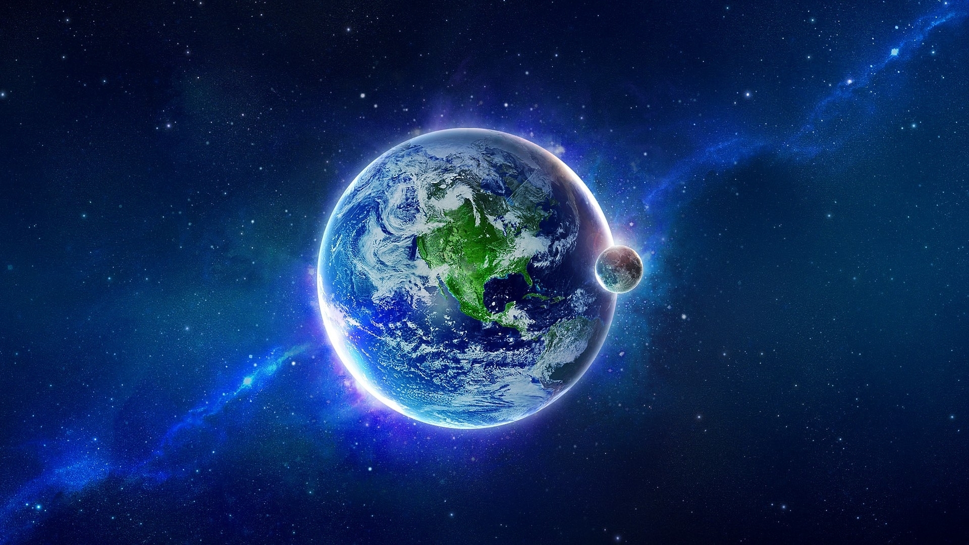 Wallpapers planets stars earth on the desktop