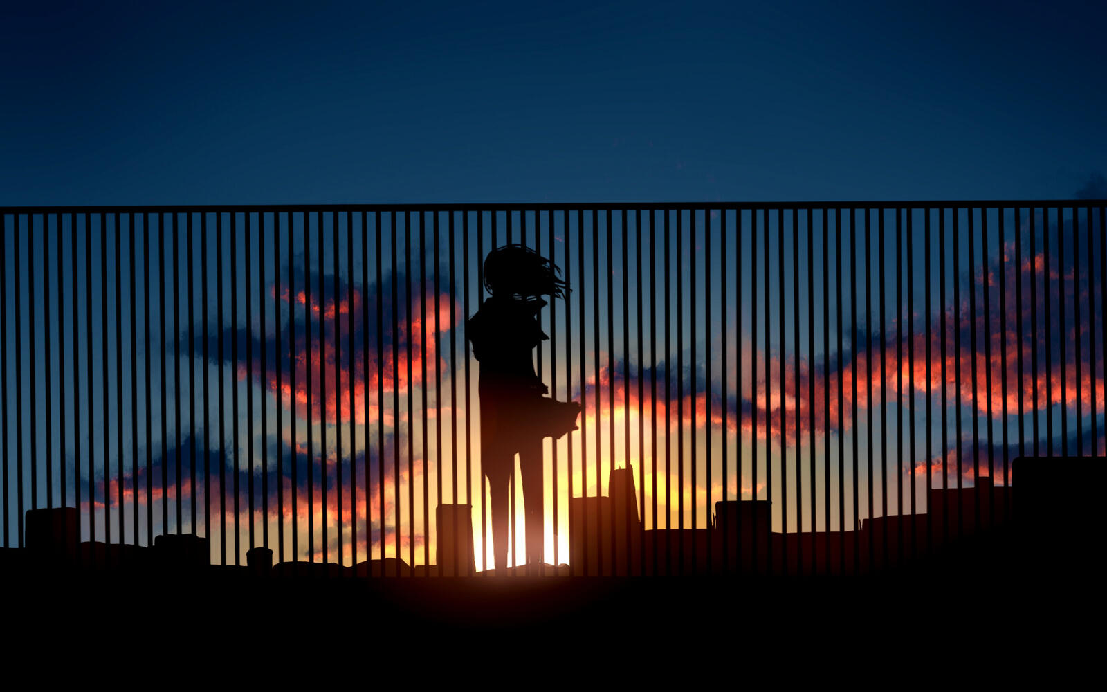 Wallpapers sunset sun fence on the desktop