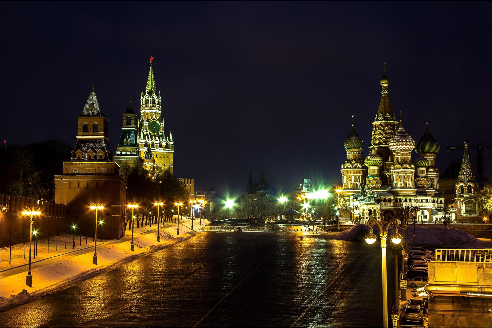 Wallpapers St Basil s Cathedral night Moscow on the desktop