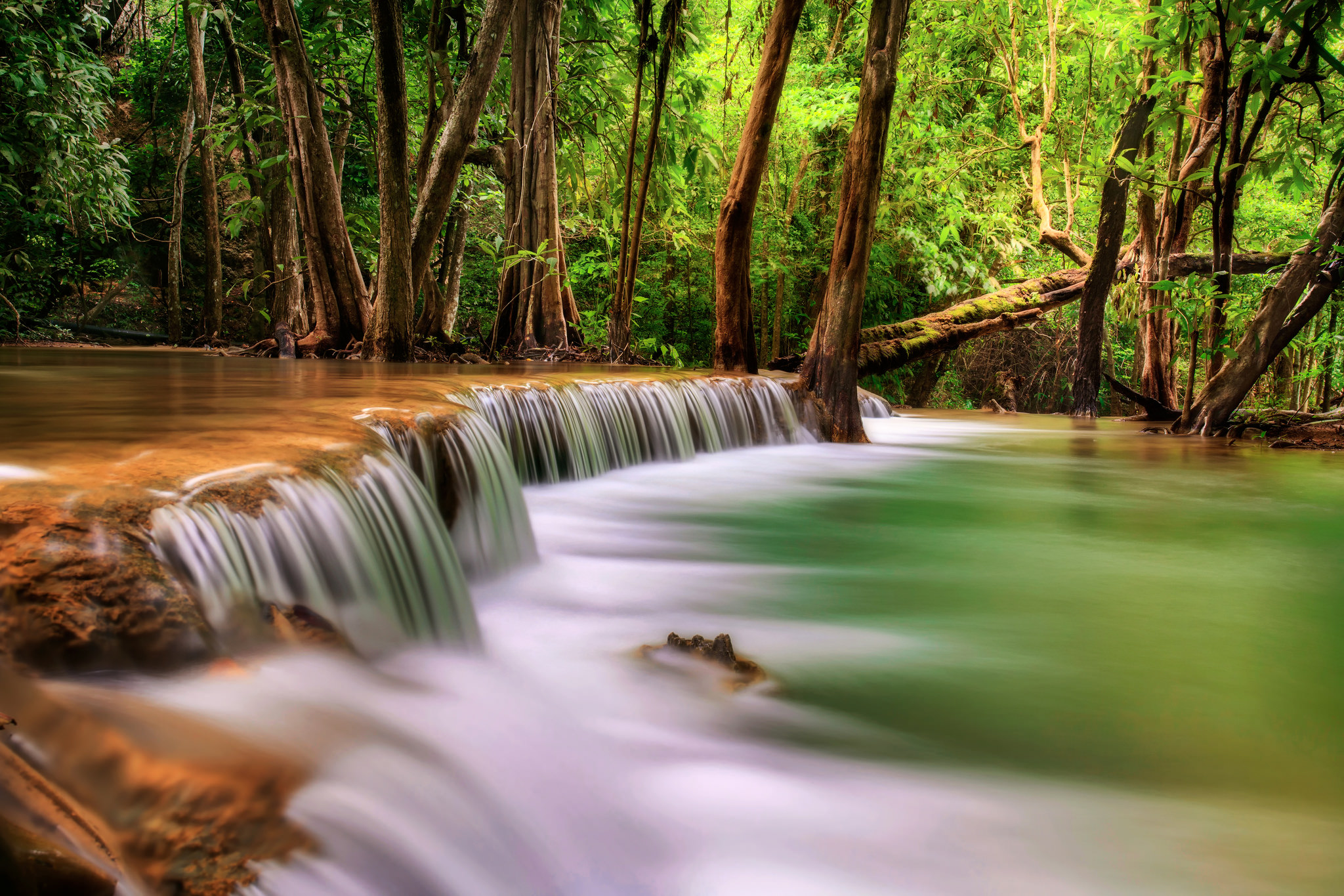 桌面上的壁纸河流 瀑布 泰国