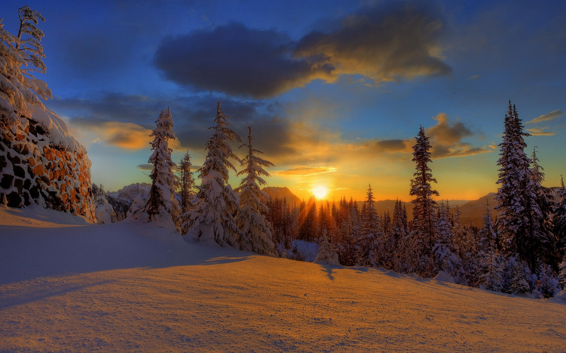 Фото бесплатно зима, вечер, горы