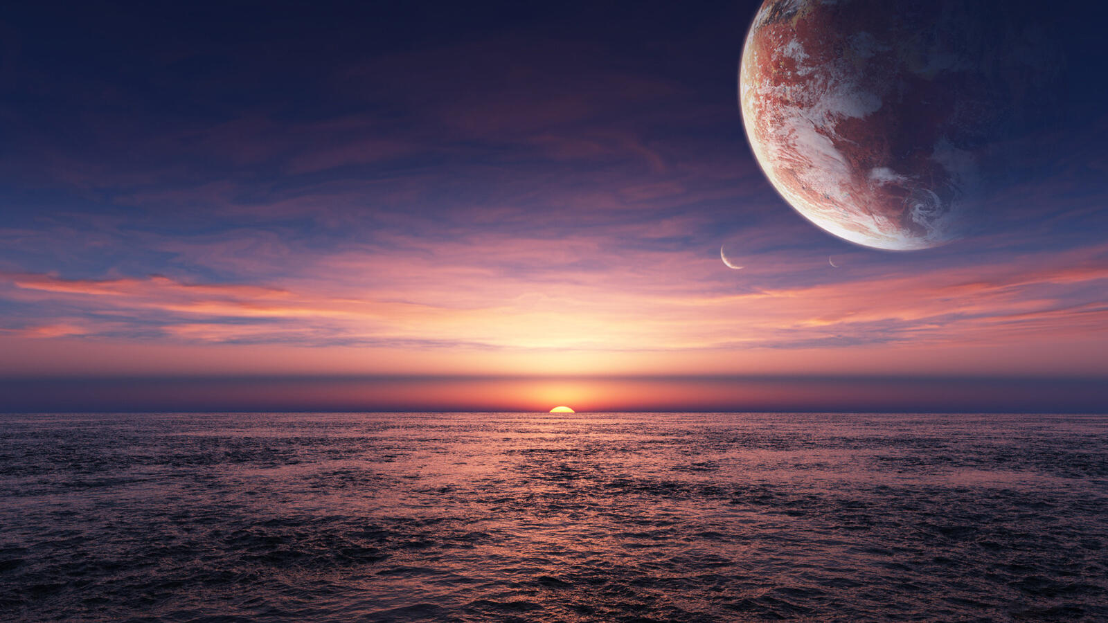 Wallpapers ocean sunset planet on the desktop