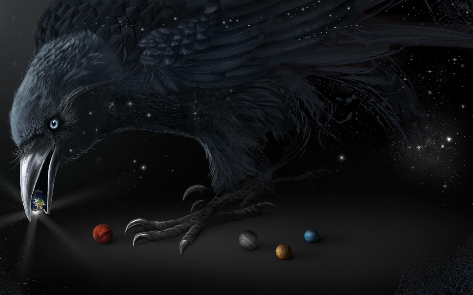 Wallpapers crows balls planets on the desktop