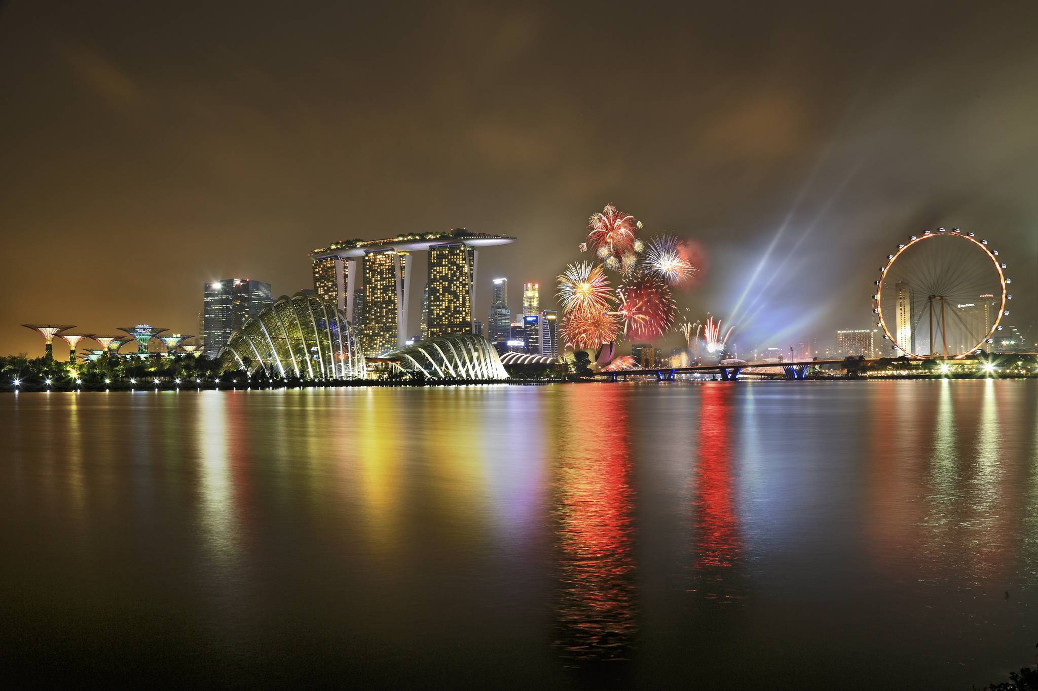 Фото бесплатно Сингапур, ночной город, река