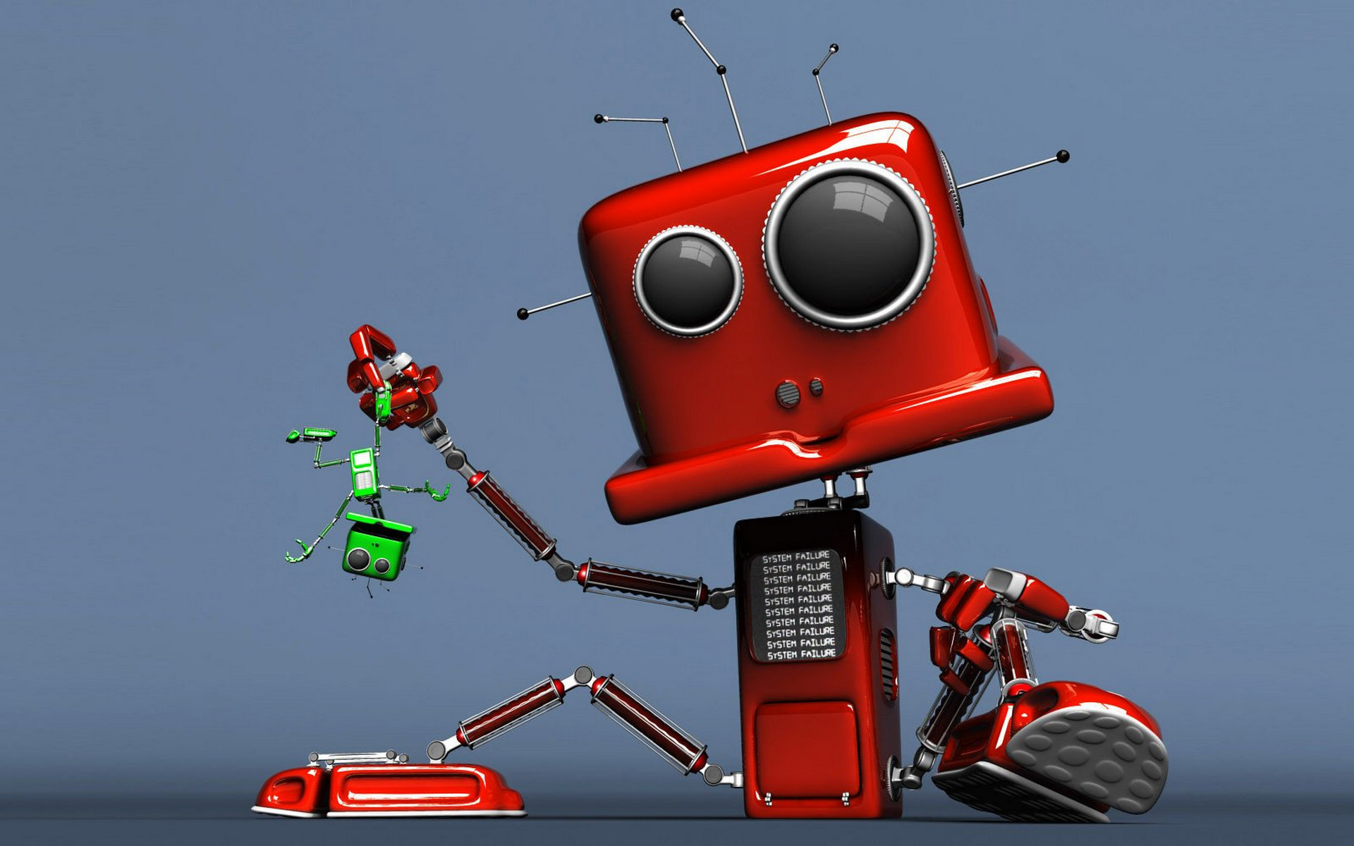 Wallpapers robots big and small head on the desktop