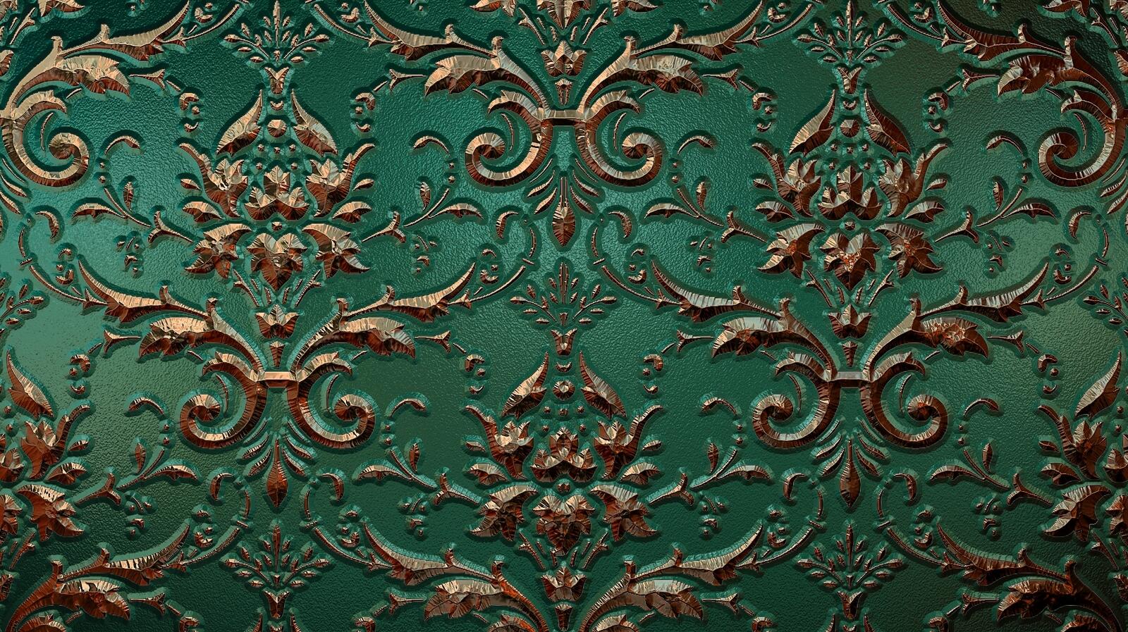 Wallpapers ornament traceries green background on the desktop