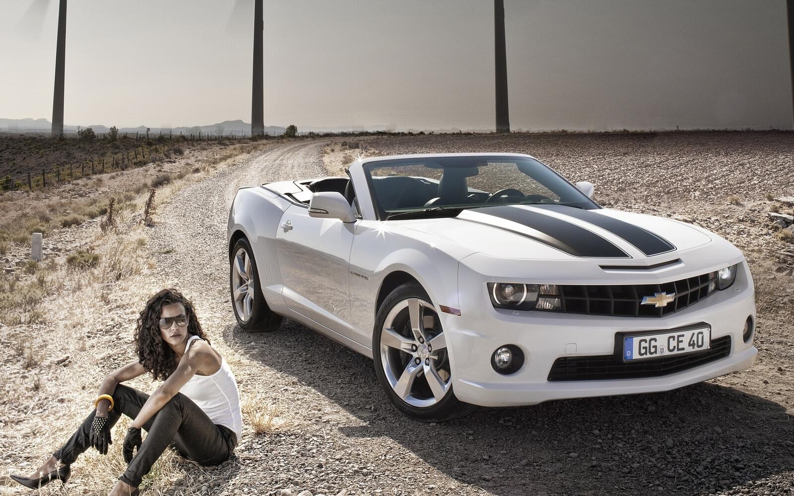 Wallpapers chevrolet camaro cabriolet white on the desktop
