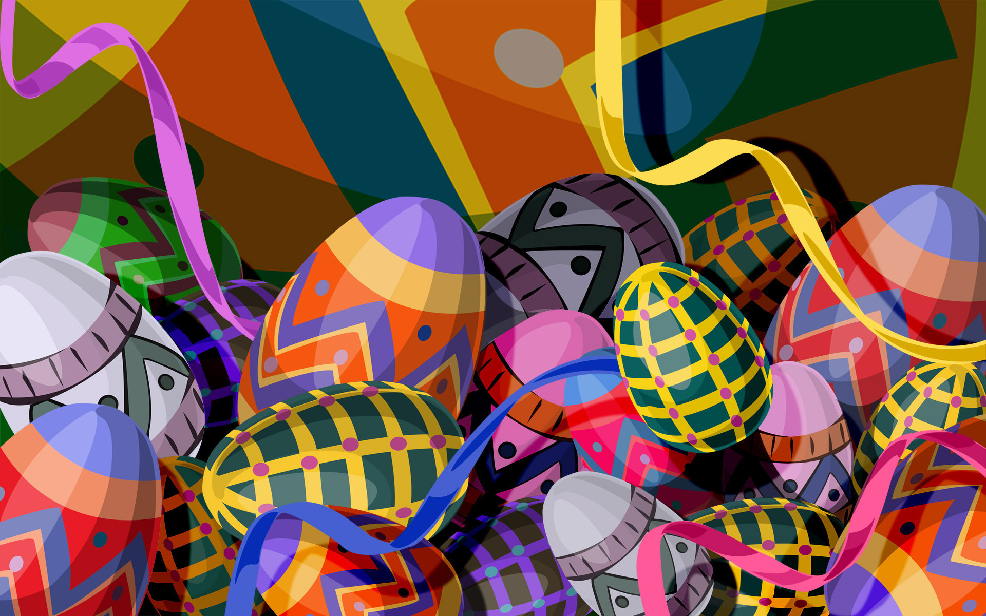 Wallpapers drawing eggs dressed up on the desktop
