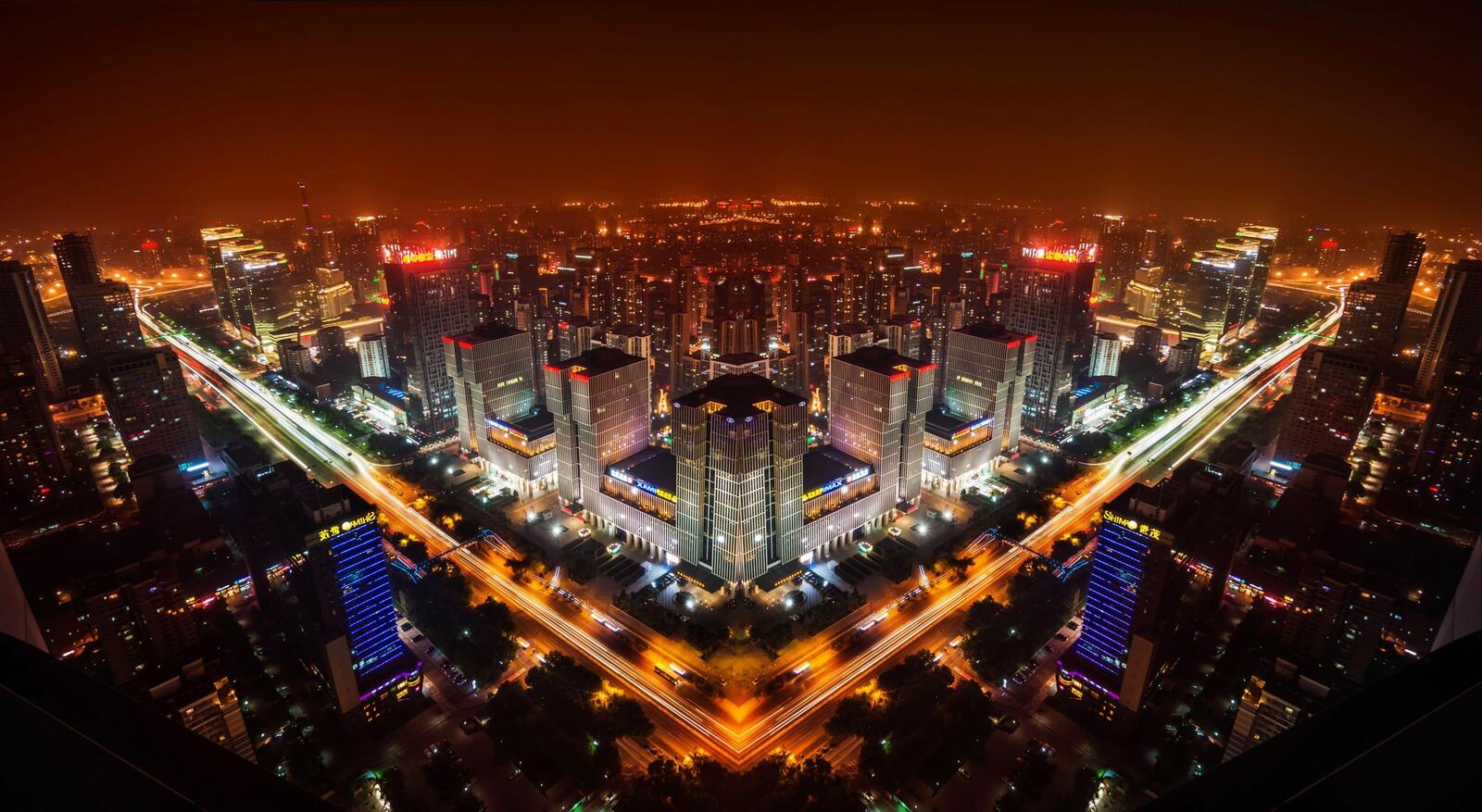 Обои вид сверху Китай город на рабочий стол