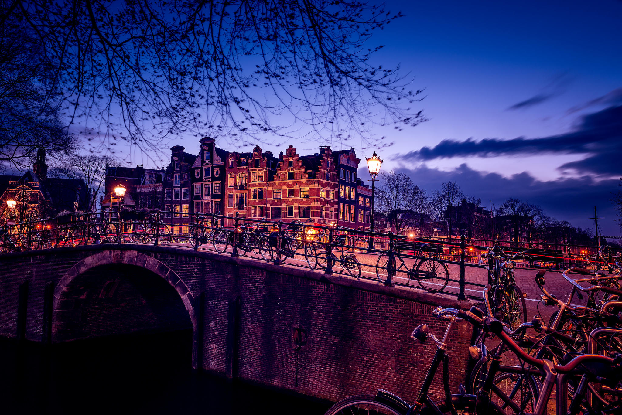 Wallpapers evening city Amsterdam Holland on the desktop