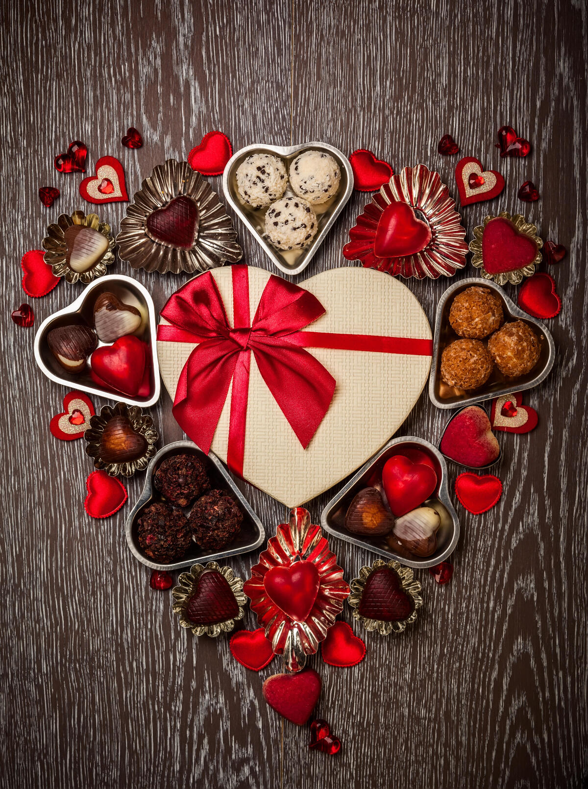 Festive boxes of candy for Valentine`s Day