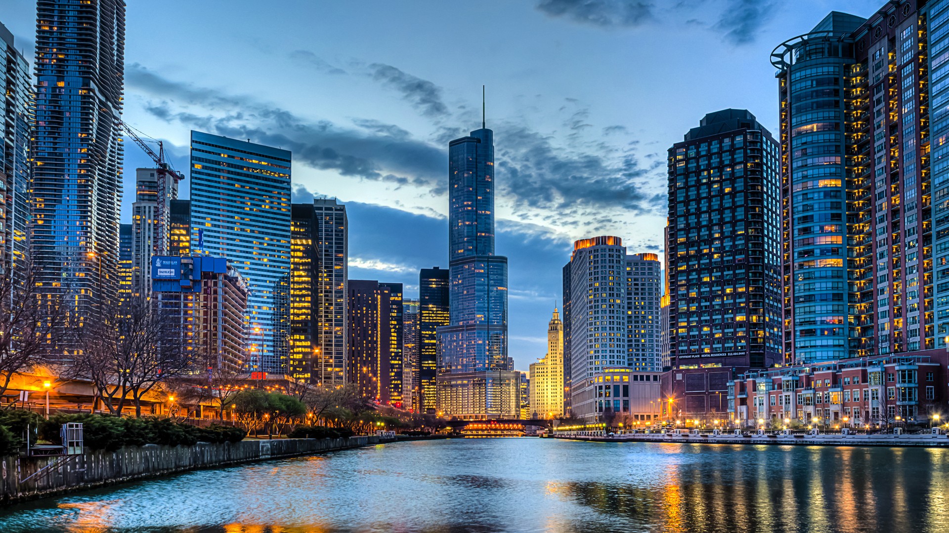 Фото бесплатно Чикаго, вечер, небоскребы