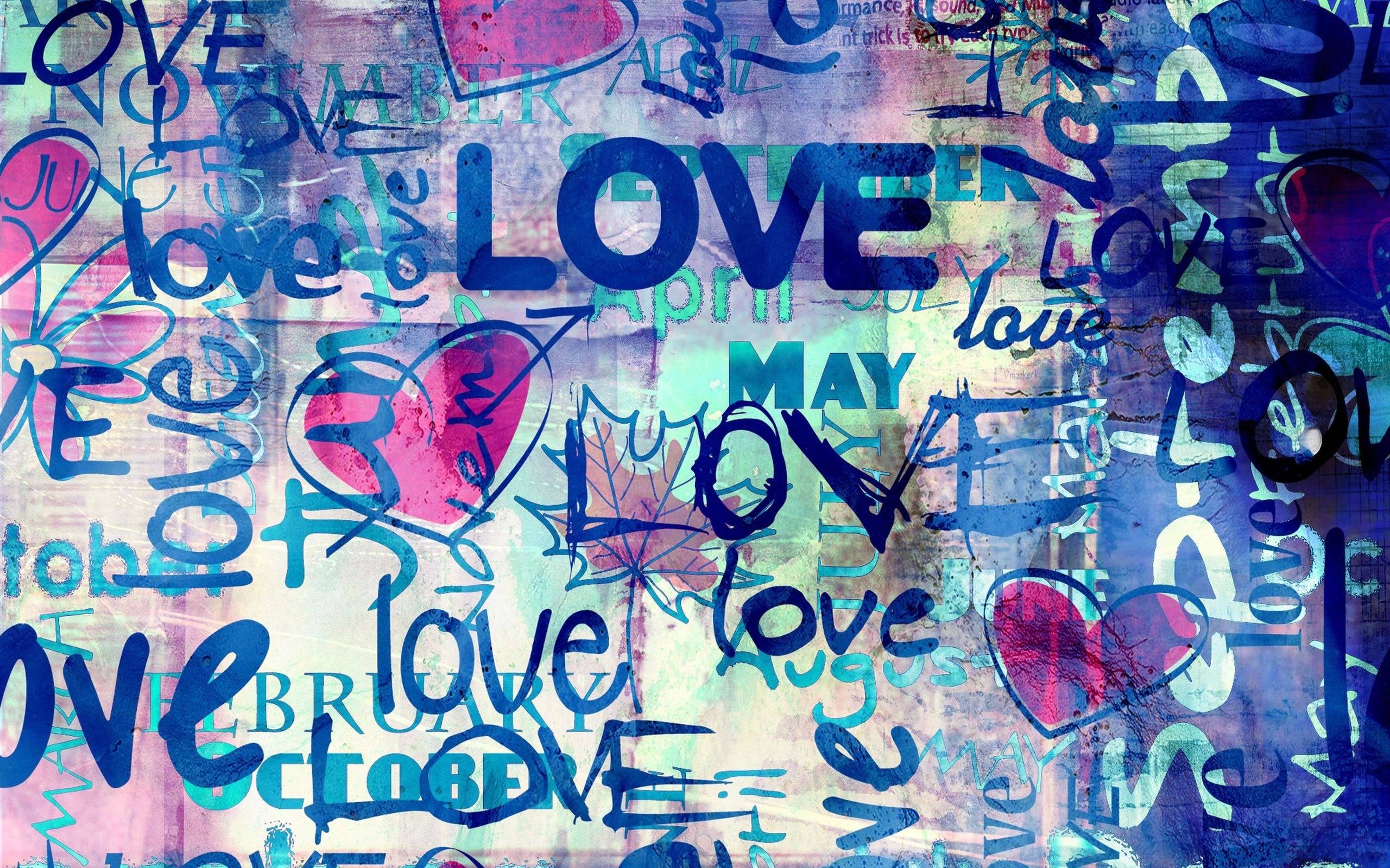 Wallpapers love inscription hearts on the desktop