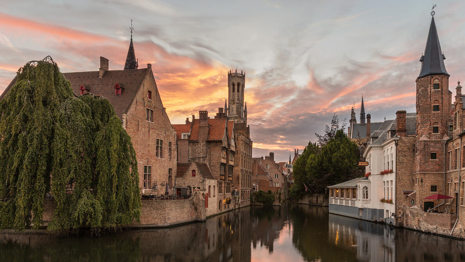 Wallpapers Brugge sunset Belgium on the desktop