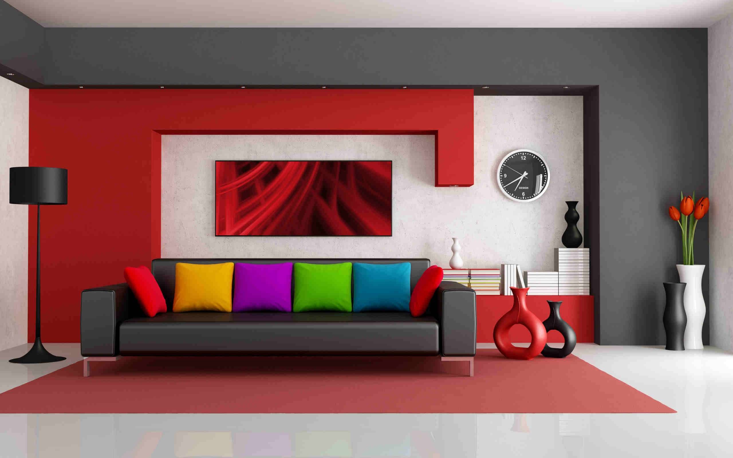 Wallpapers bright interior sofa pillows on the desktop