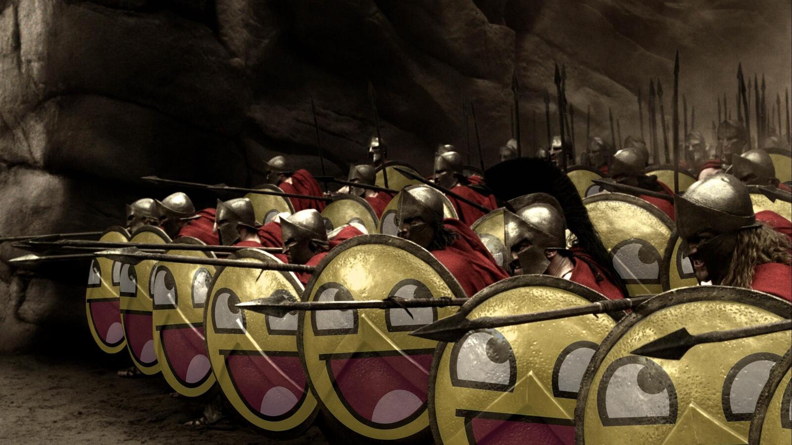 Wallpapers 300 Spartans shields emoticons on the desktop