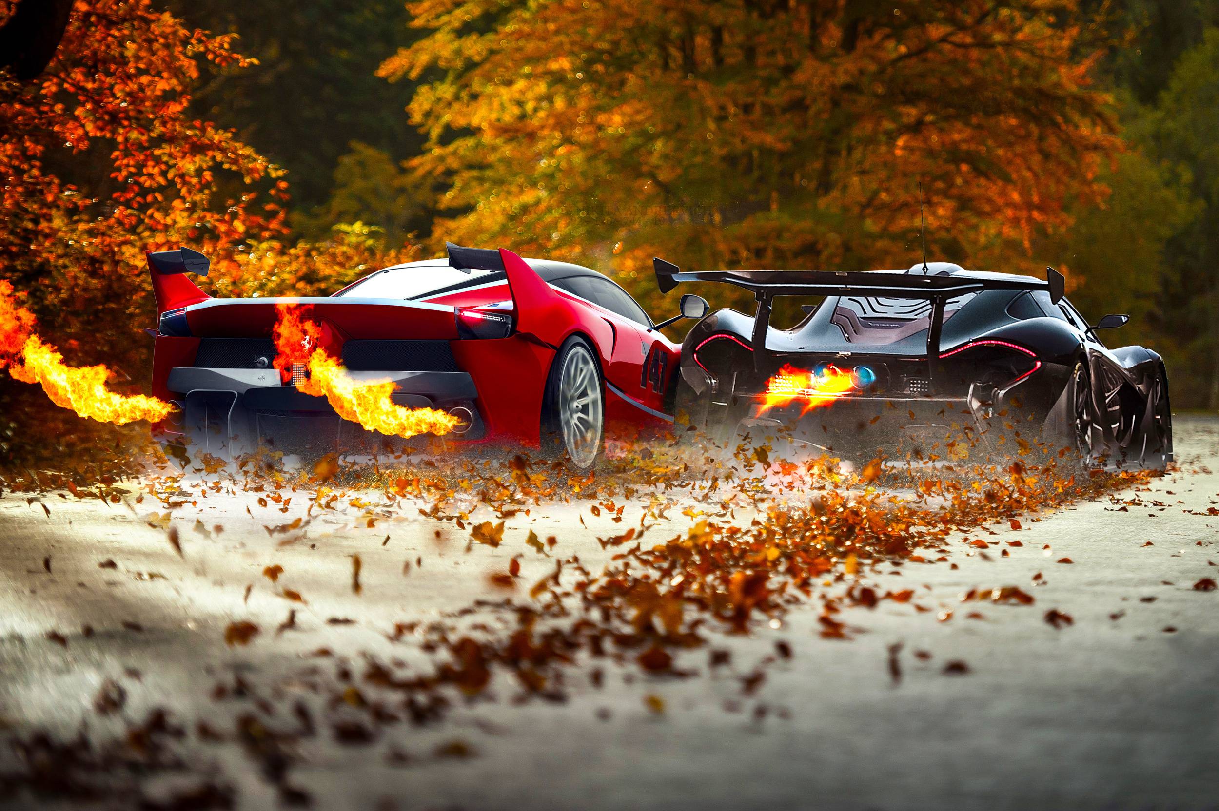 Wallpapers sports cars exhaust fire on the desktop