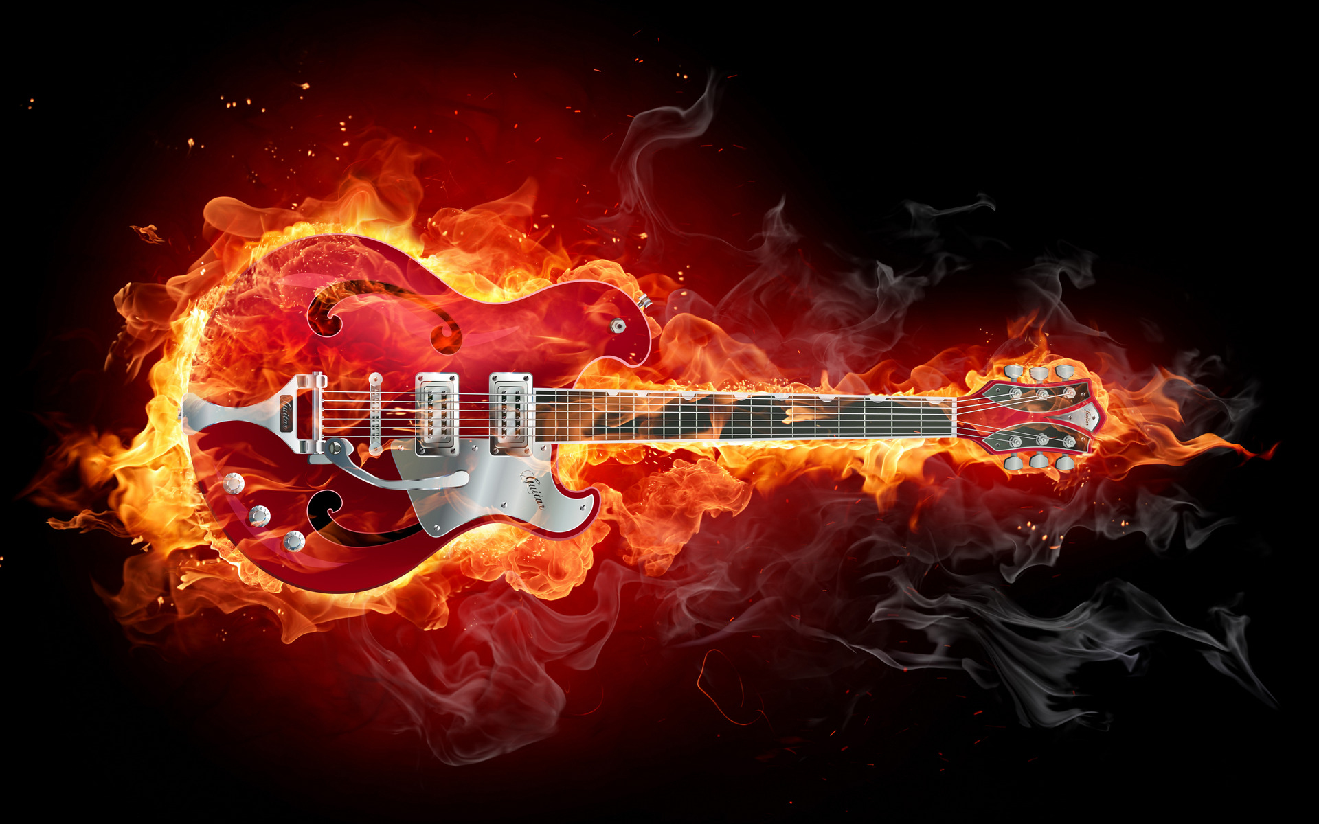 Wallpapers guitar fire electronic on the desktop