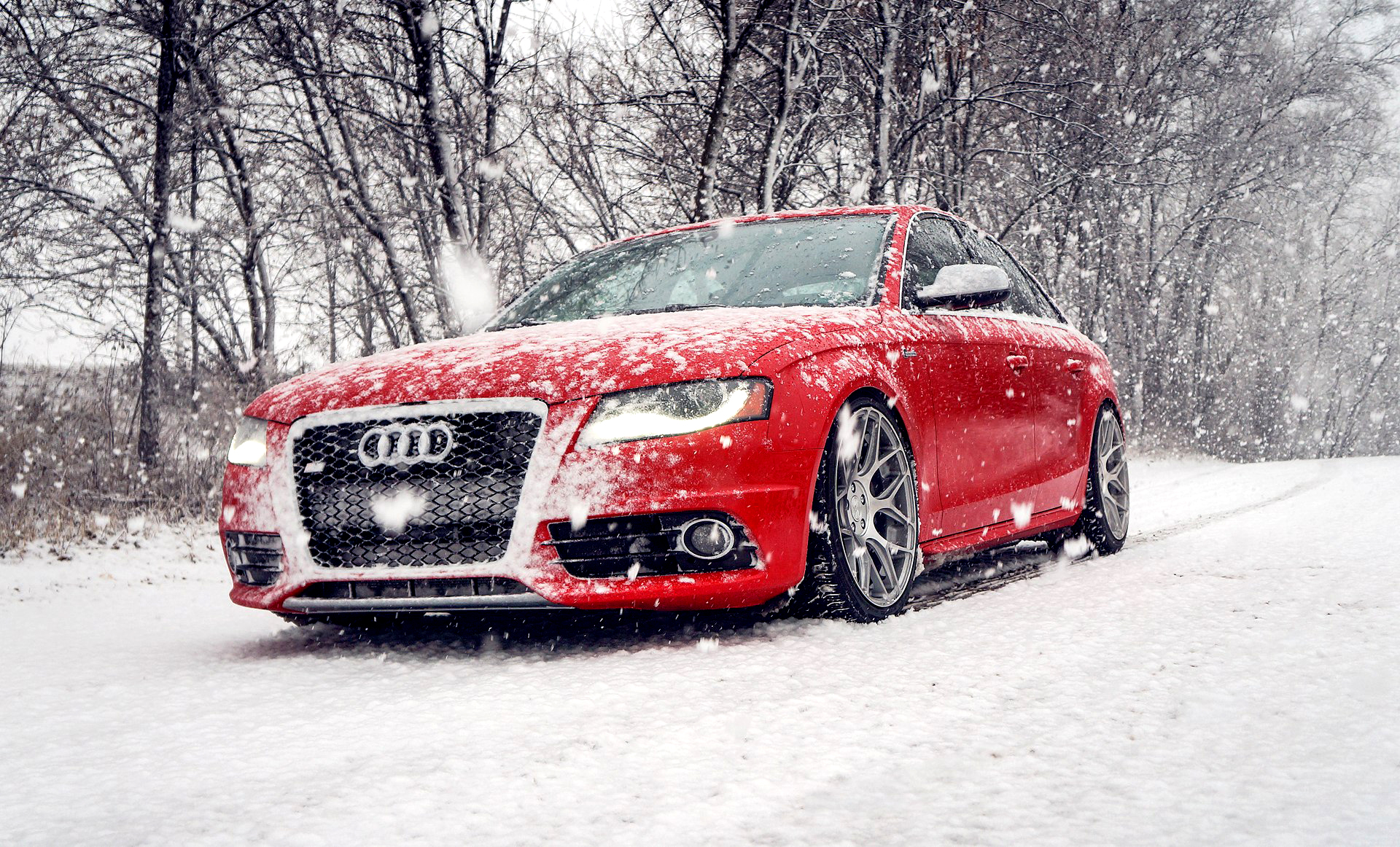 Wallpapers Audi A6 snow trees on the desktop