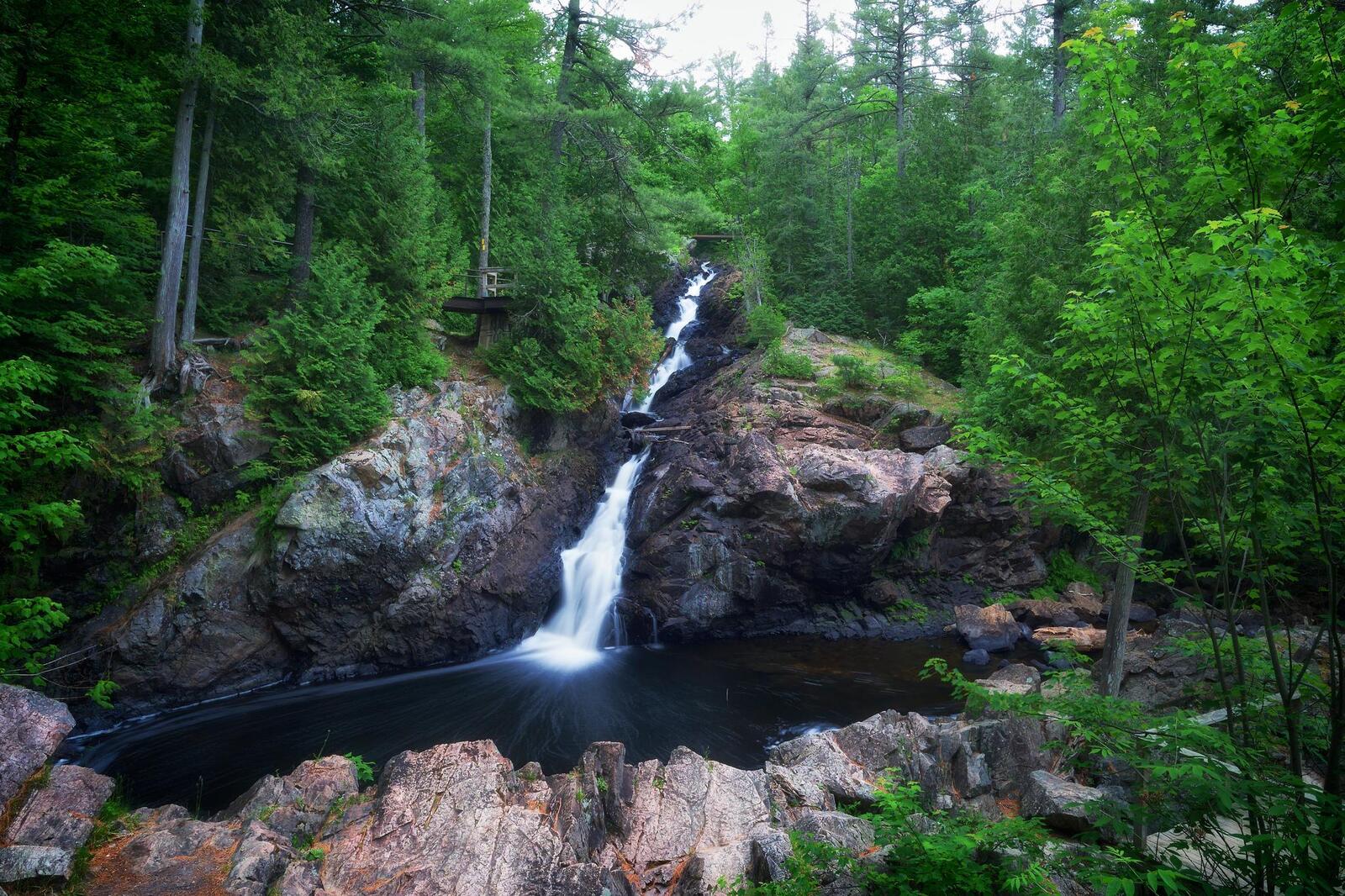 Обои Онтарио лес водопад на рабочий стол