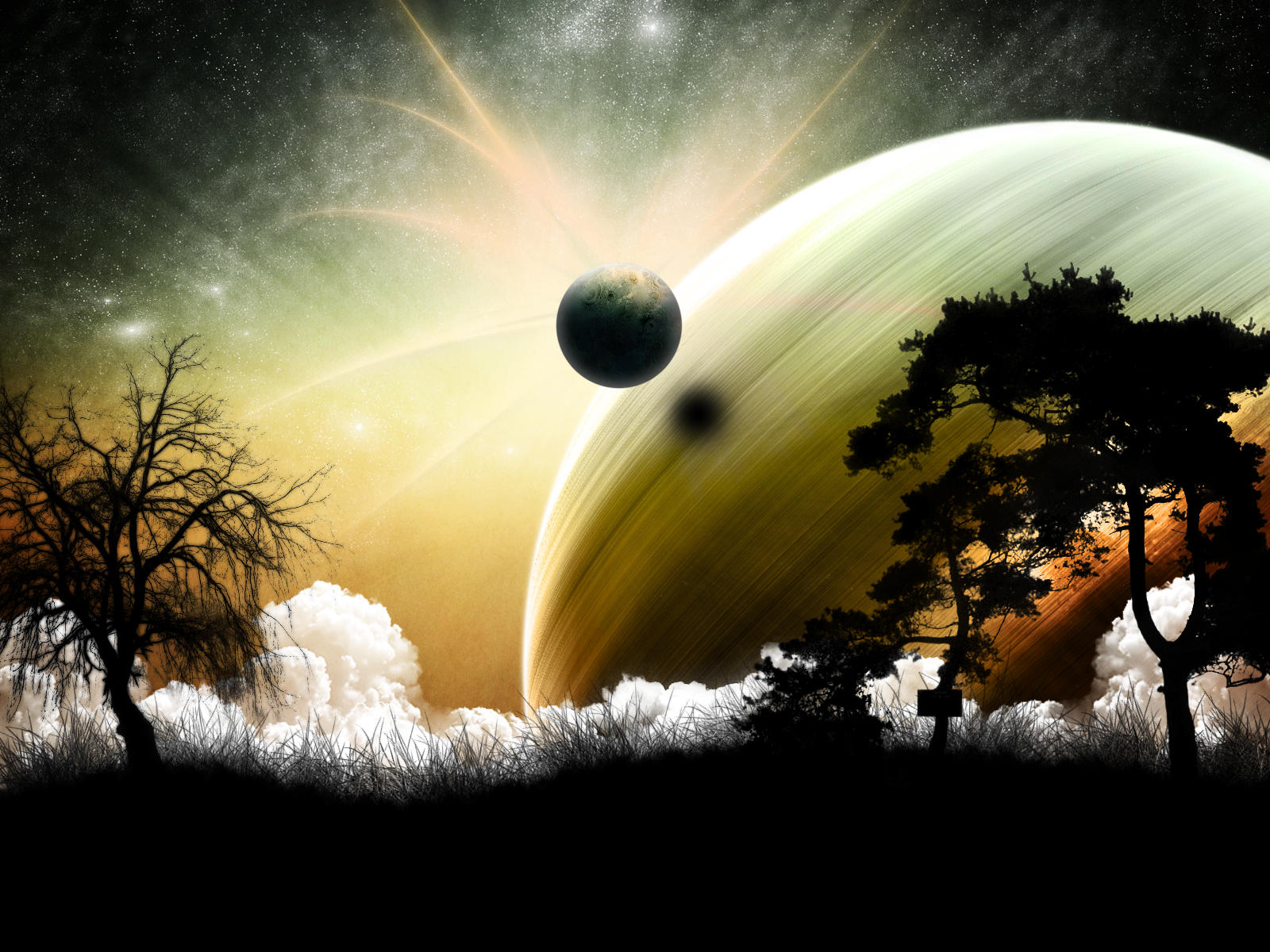 Wallpapers galaxy planets art on the desktop