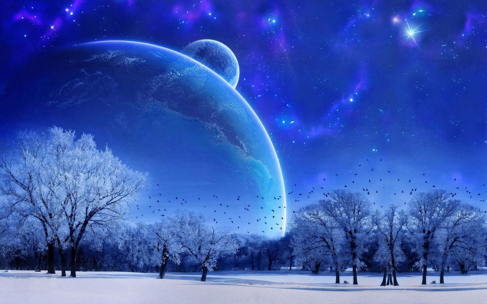 Wallpapers snow sky planet on the desktop