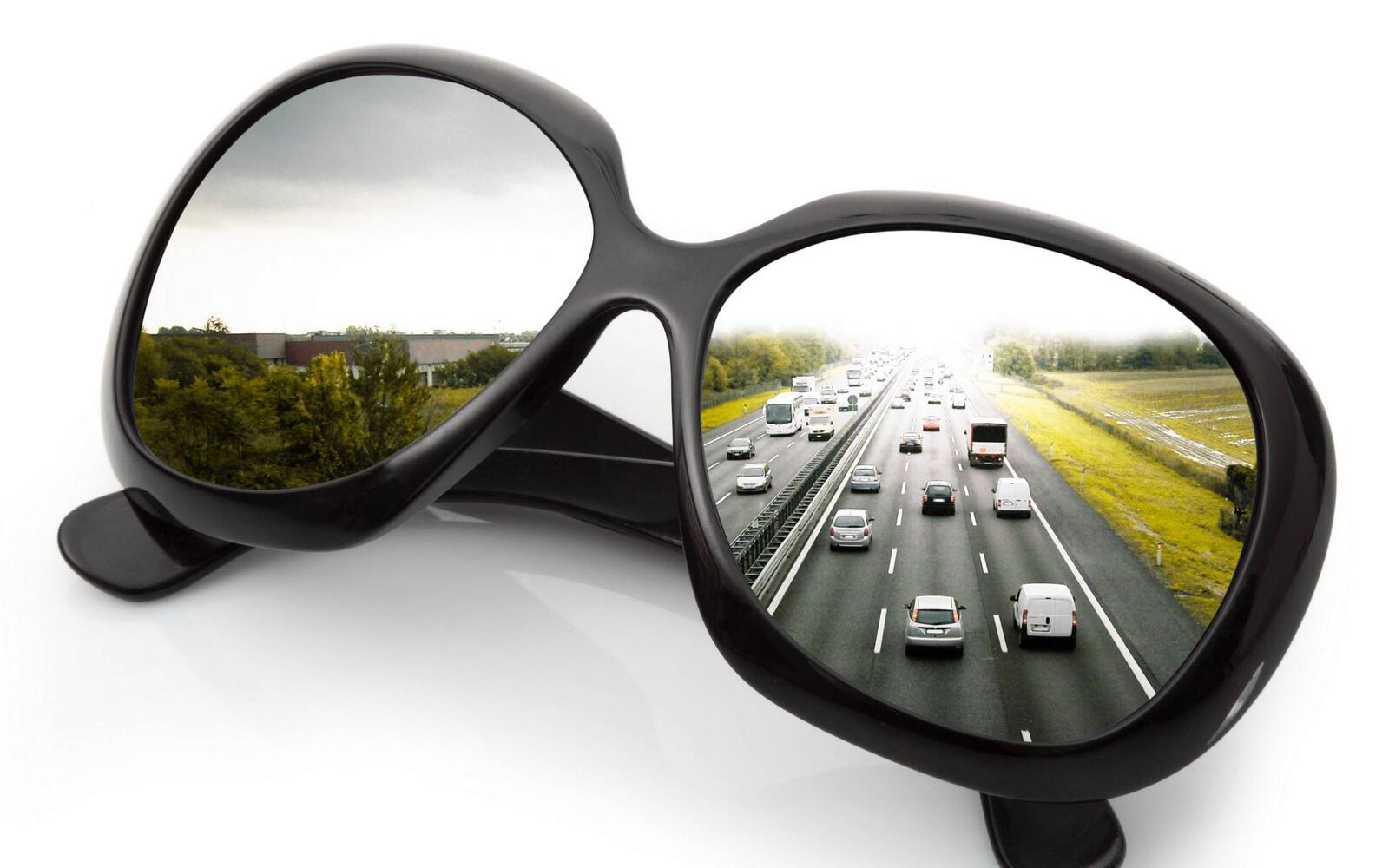 Wallpapers glasses road cars on the desktop