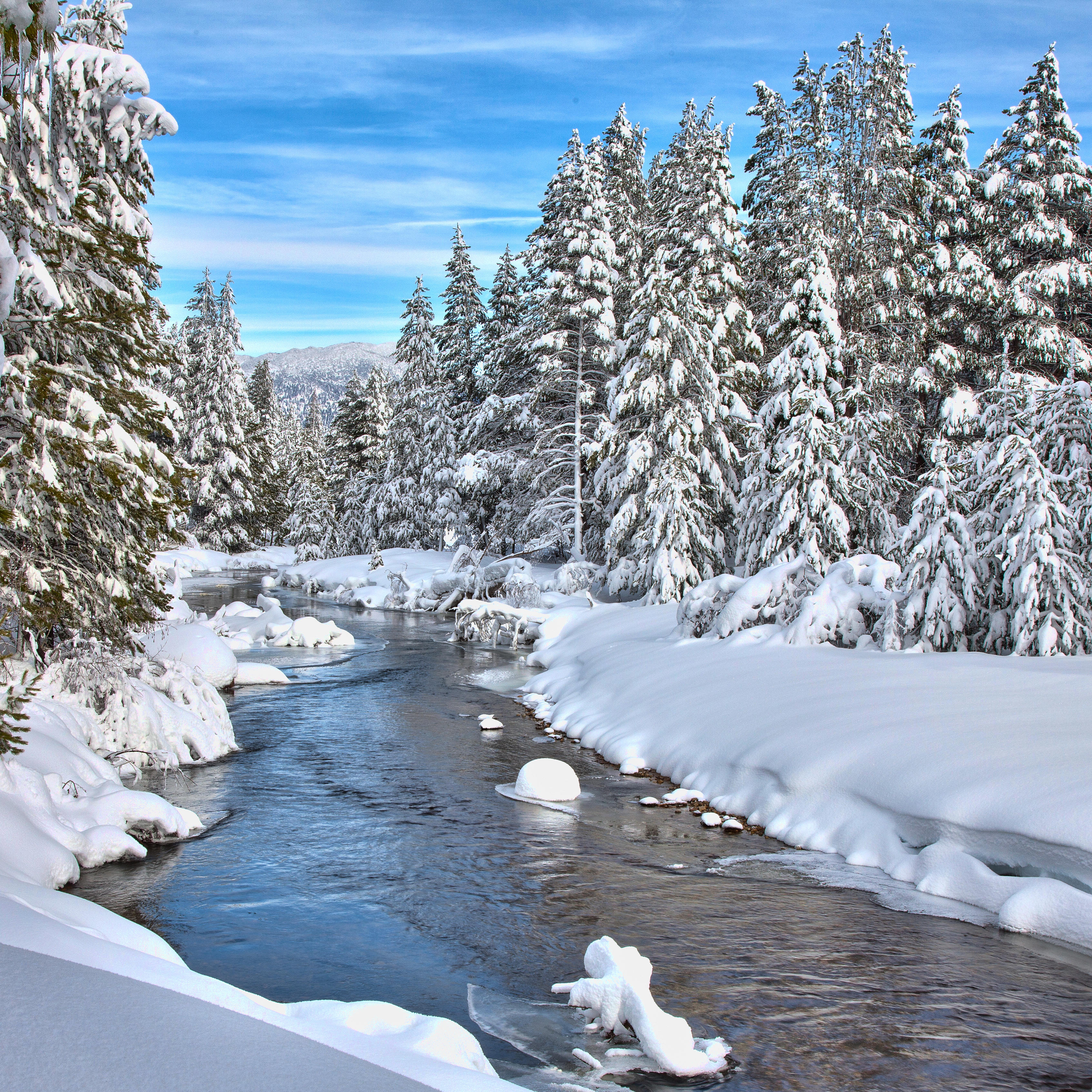 Фото бесплатно снег, река, пейзаж