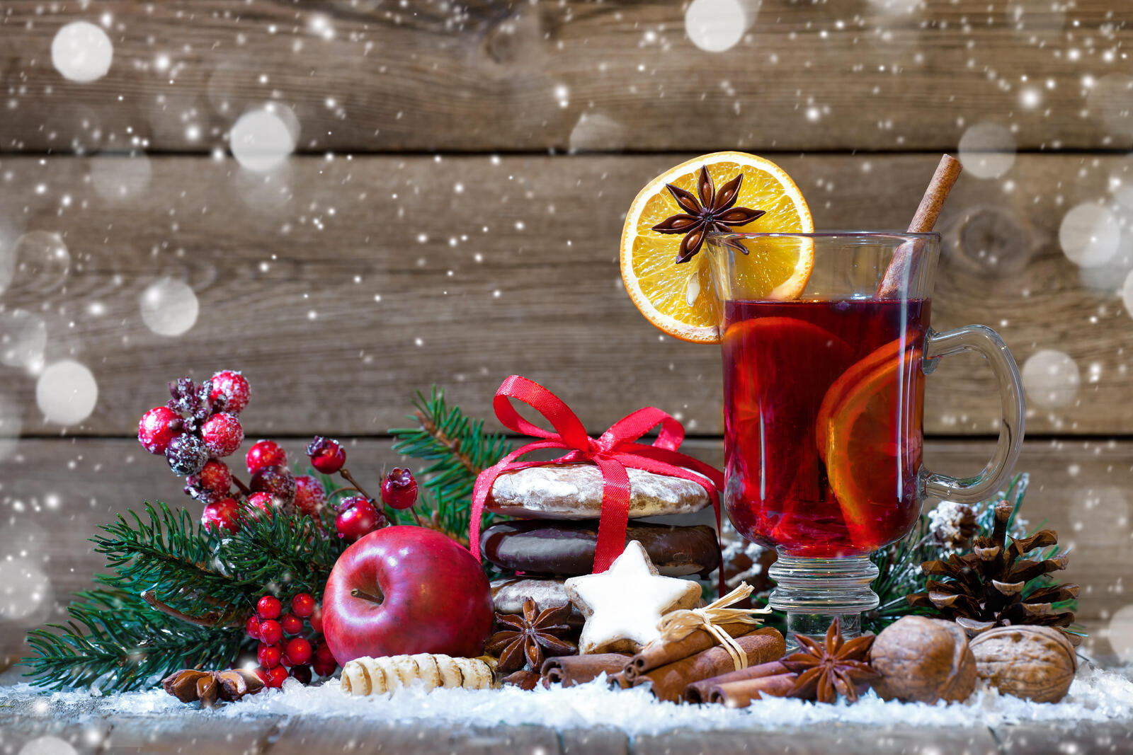 Wallpapers tea with lemon New Year s table background on the desktop