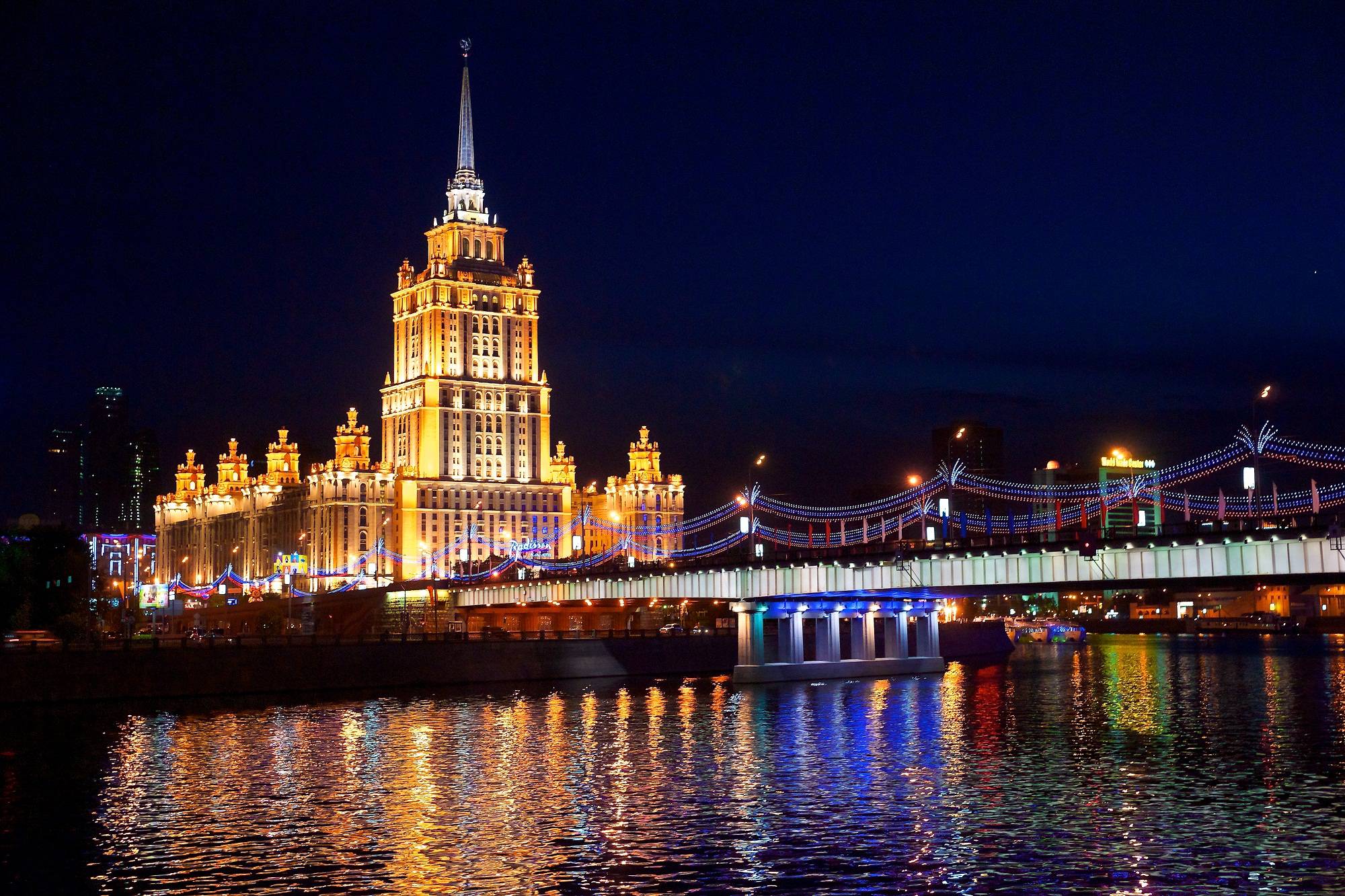 Обои Москва Мост Гостиница Украина на рабочий стол