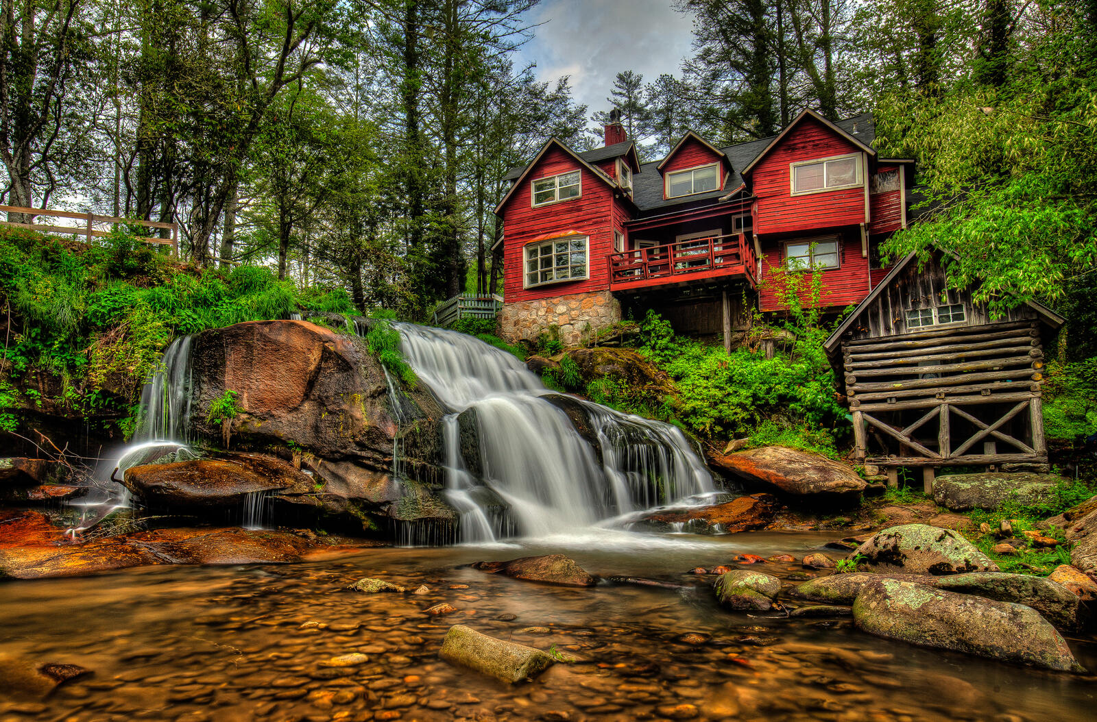 Обои Mill Shoal Falls Pisgah National Forest North Carolina на рабочий стол