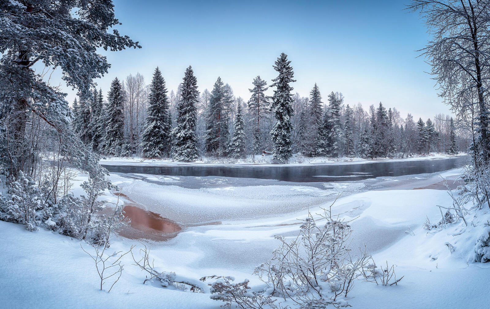 Обои Finland river Kiiminkijoki зима на рабочий стол