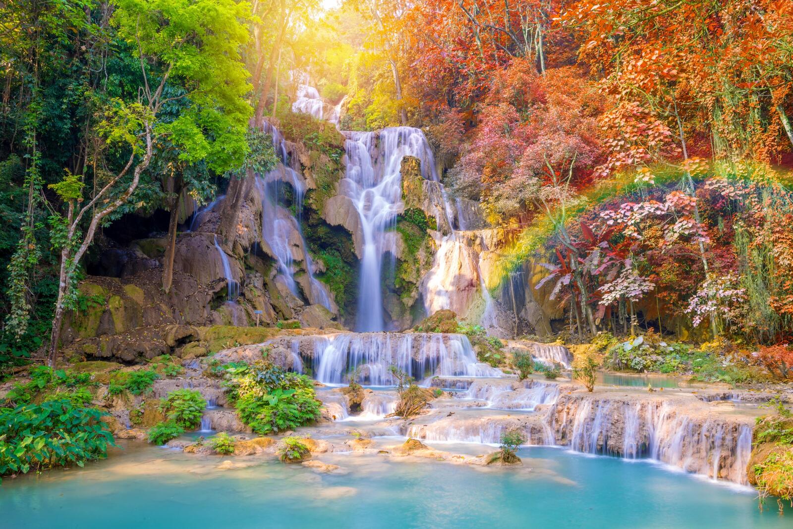 Wallpapers Tat Kuang Si Waterfalls waterfalls landscapes on the desktop