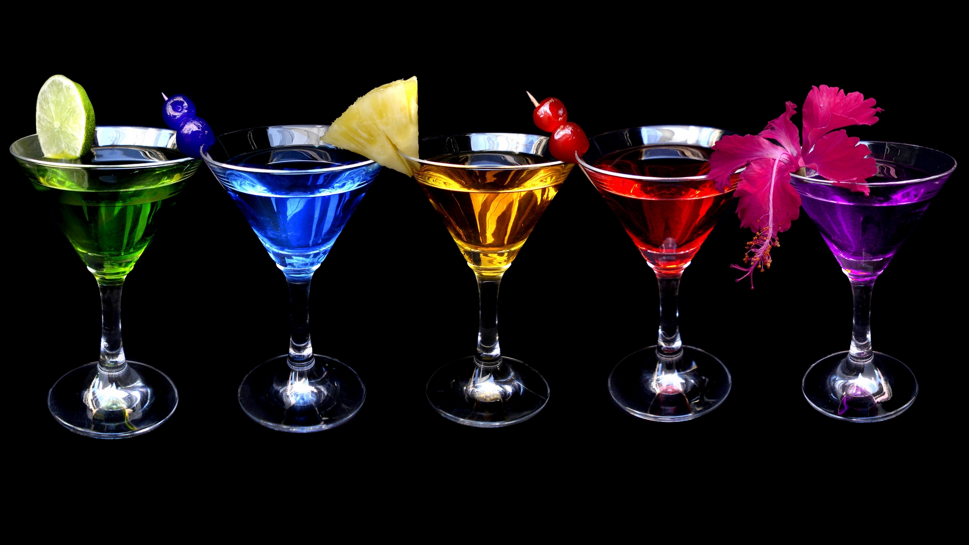 Wallpapers glasses cocktails colored on the desktop