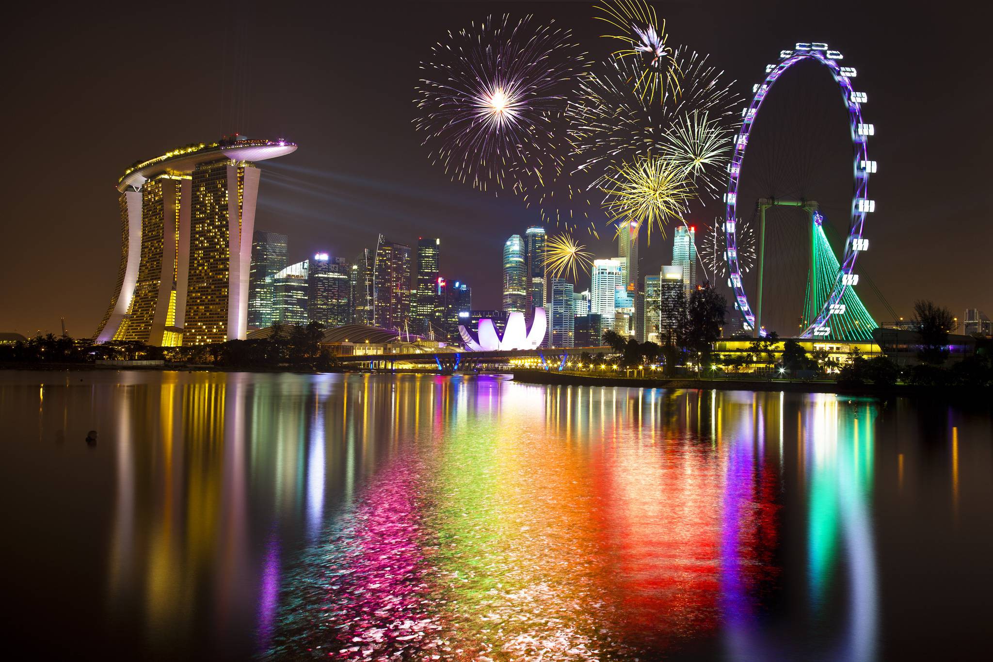 Wallpapers buildings lights Singapore on the desktop