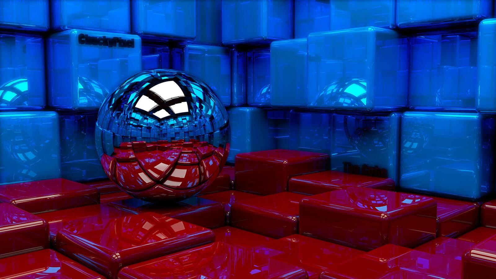 Wallpapers ball wall cube on the desktop