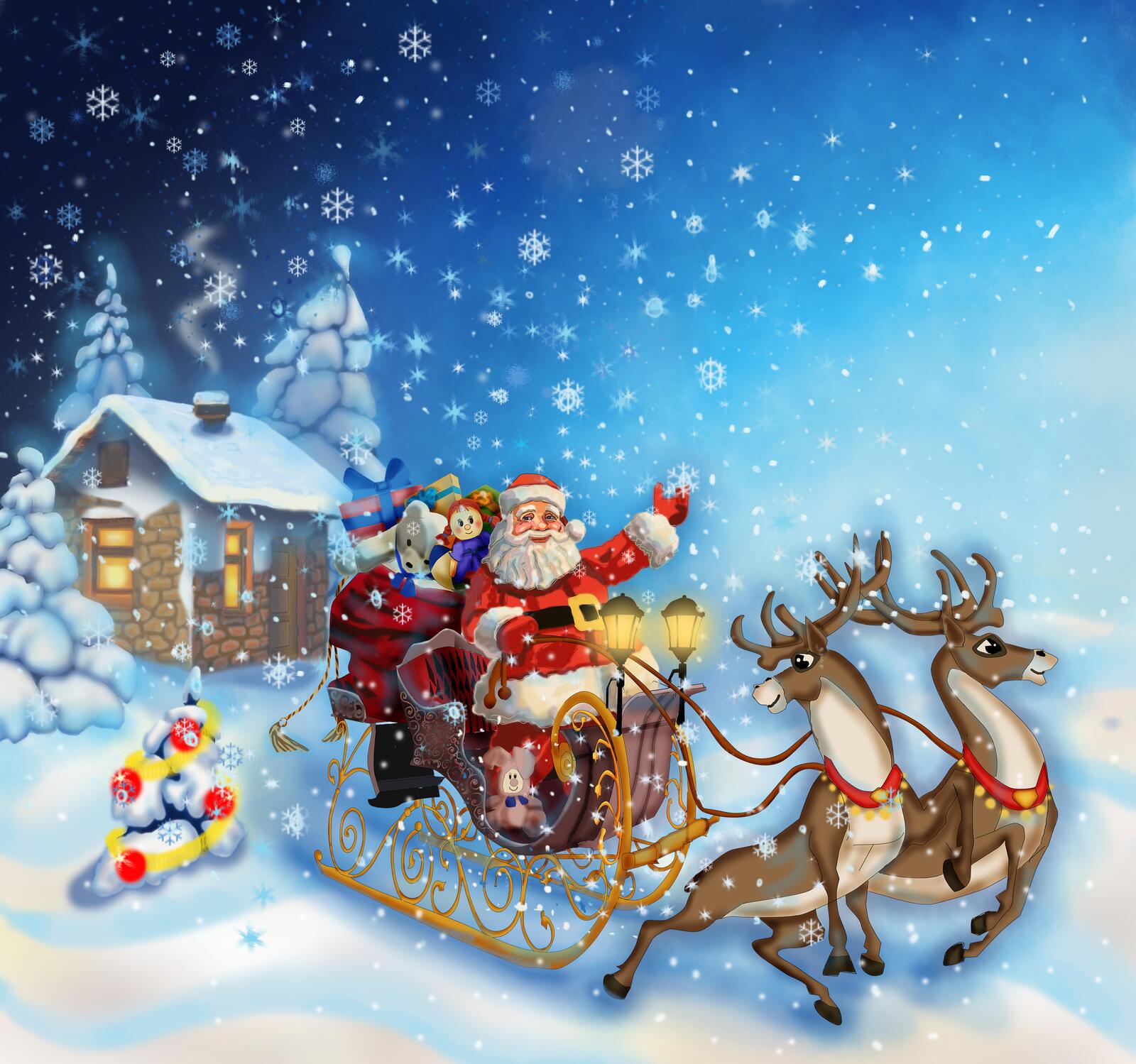 Wallpapers christmas background Santa Claus happy new year on the desktop