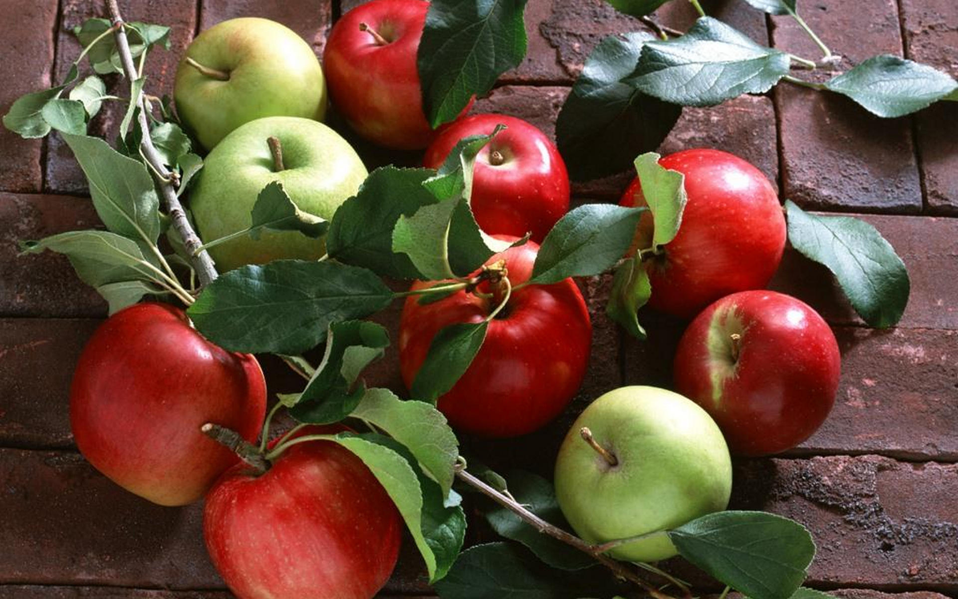 Обои яблоки фрукты ветка на рабочий стол
