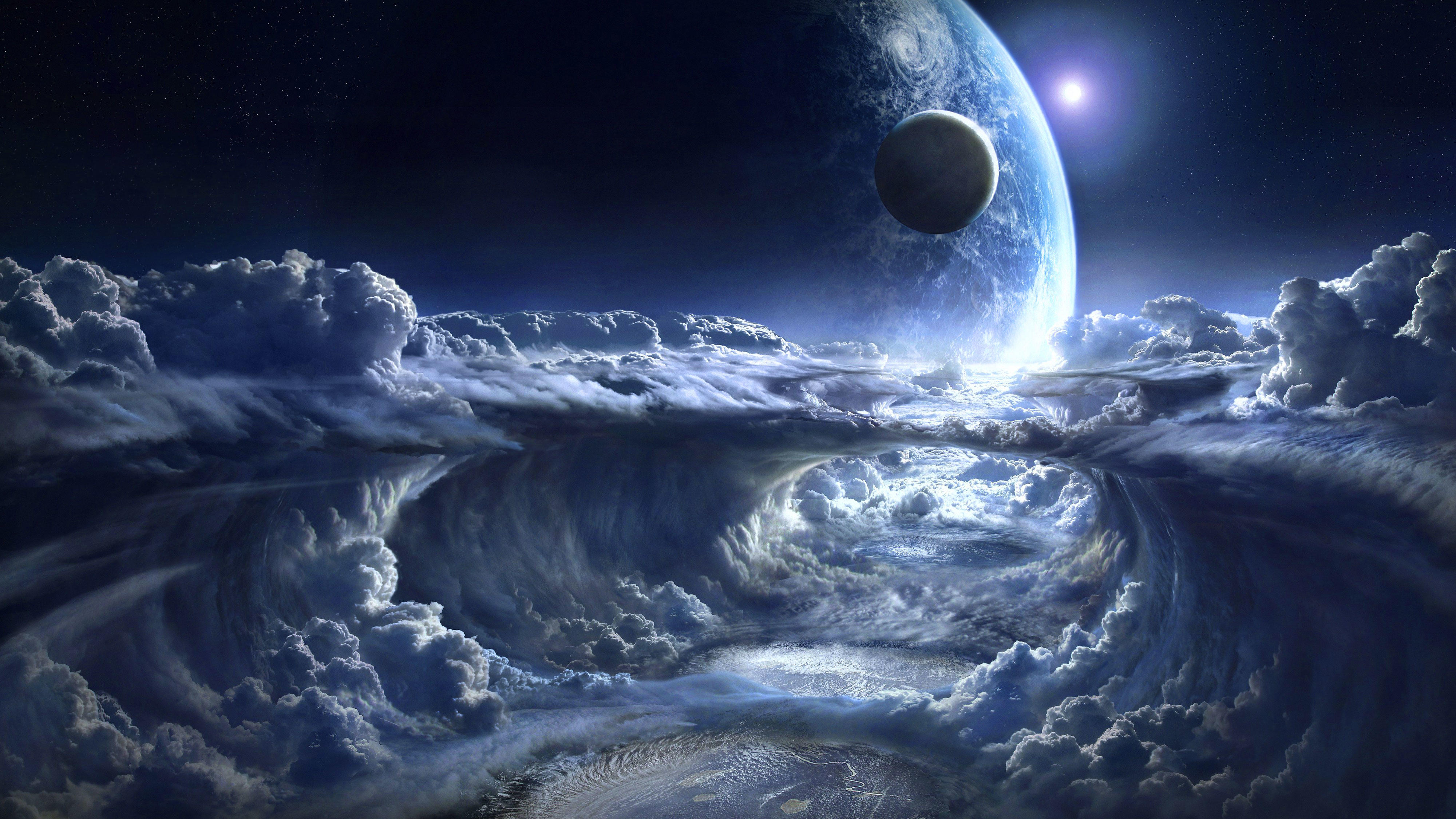 Обои планета облака необъятные просторы космоса на рабочий стол