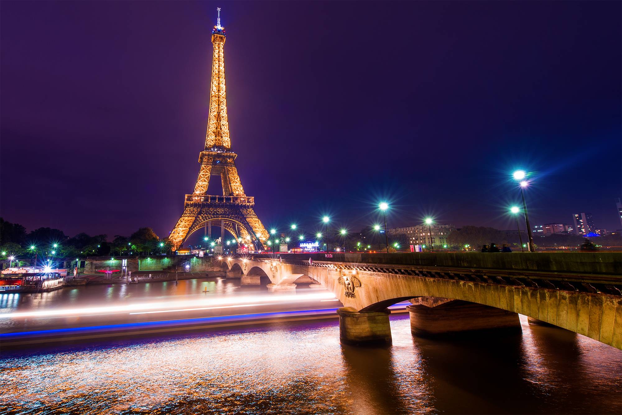 Обои Париж ночной город река на рабочий стол