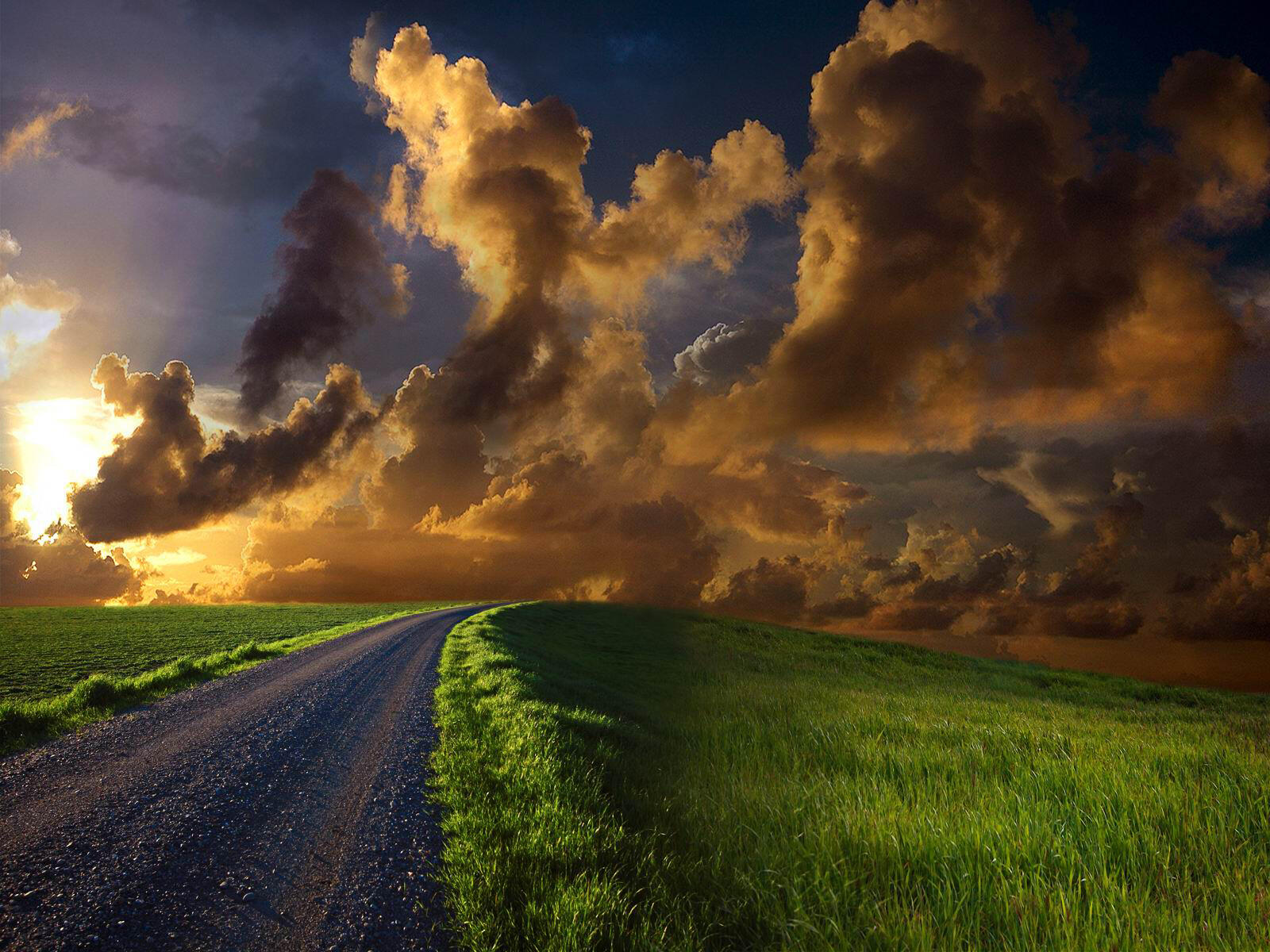 Wallpapers sun clouds road on the desktop