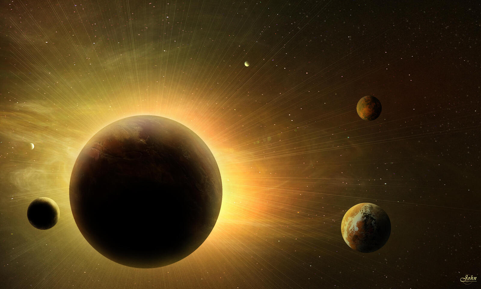 Wallpapers asteroids eclipse planets on the desktop