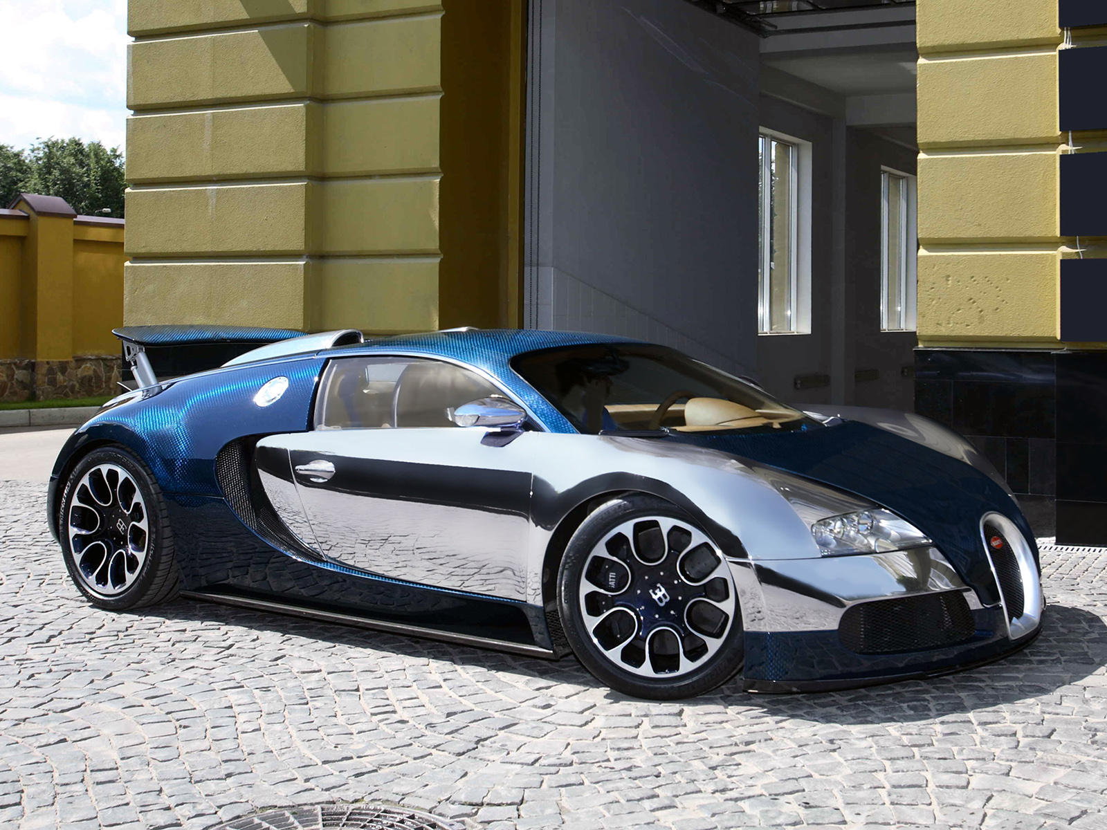 Wallpapers bugatti veyron sports car spoiler on the desktop