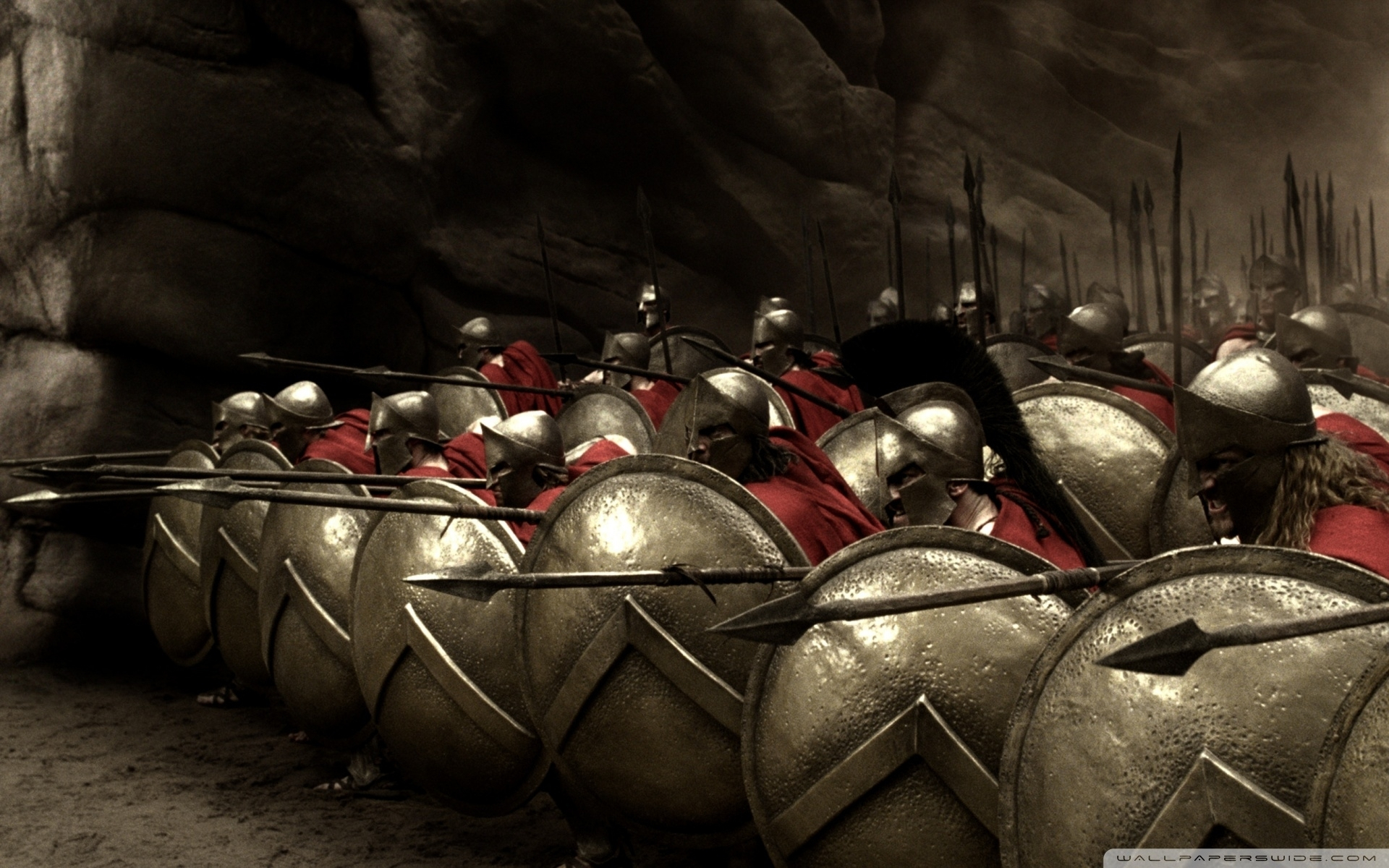 Фото бесплатно 300 спартанцев, щиты, шлемы
